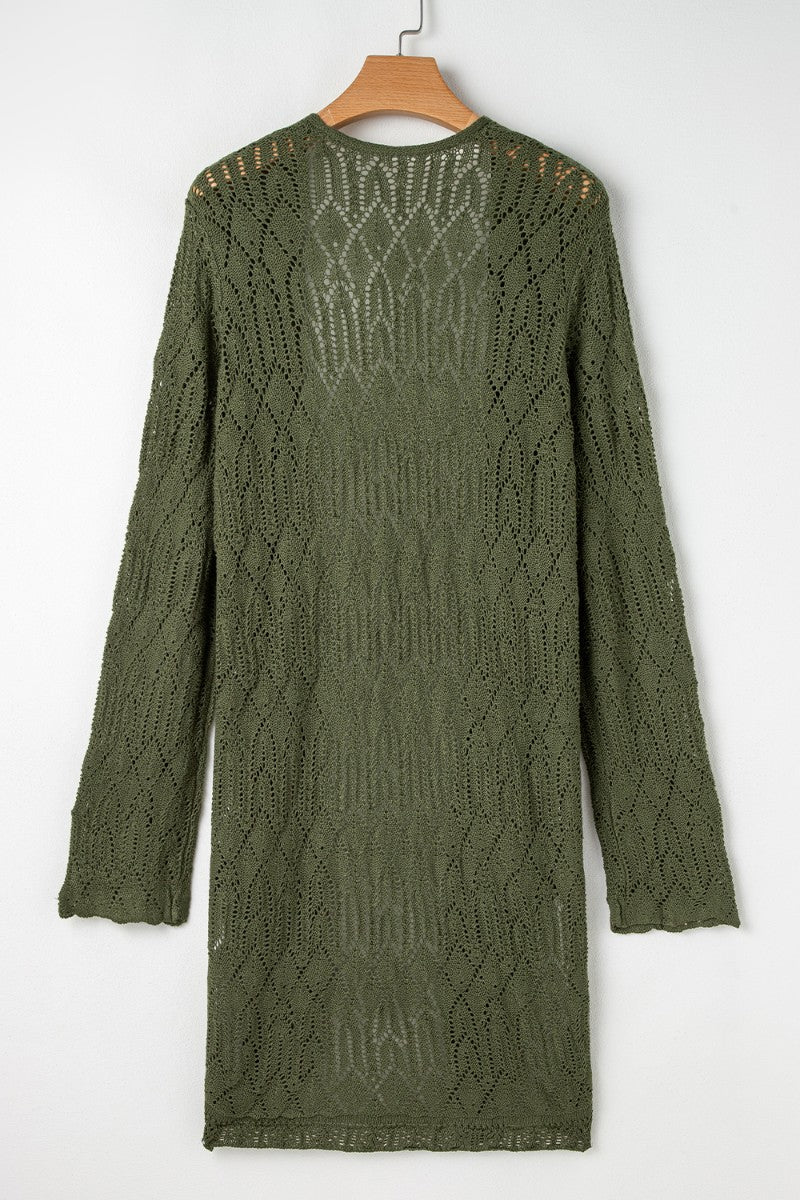 Openwork Open Front Long Sleeve Cardigan-TOPS / DRESSES-[Adult]-[Female]-2022 Online Blue Zone Planet