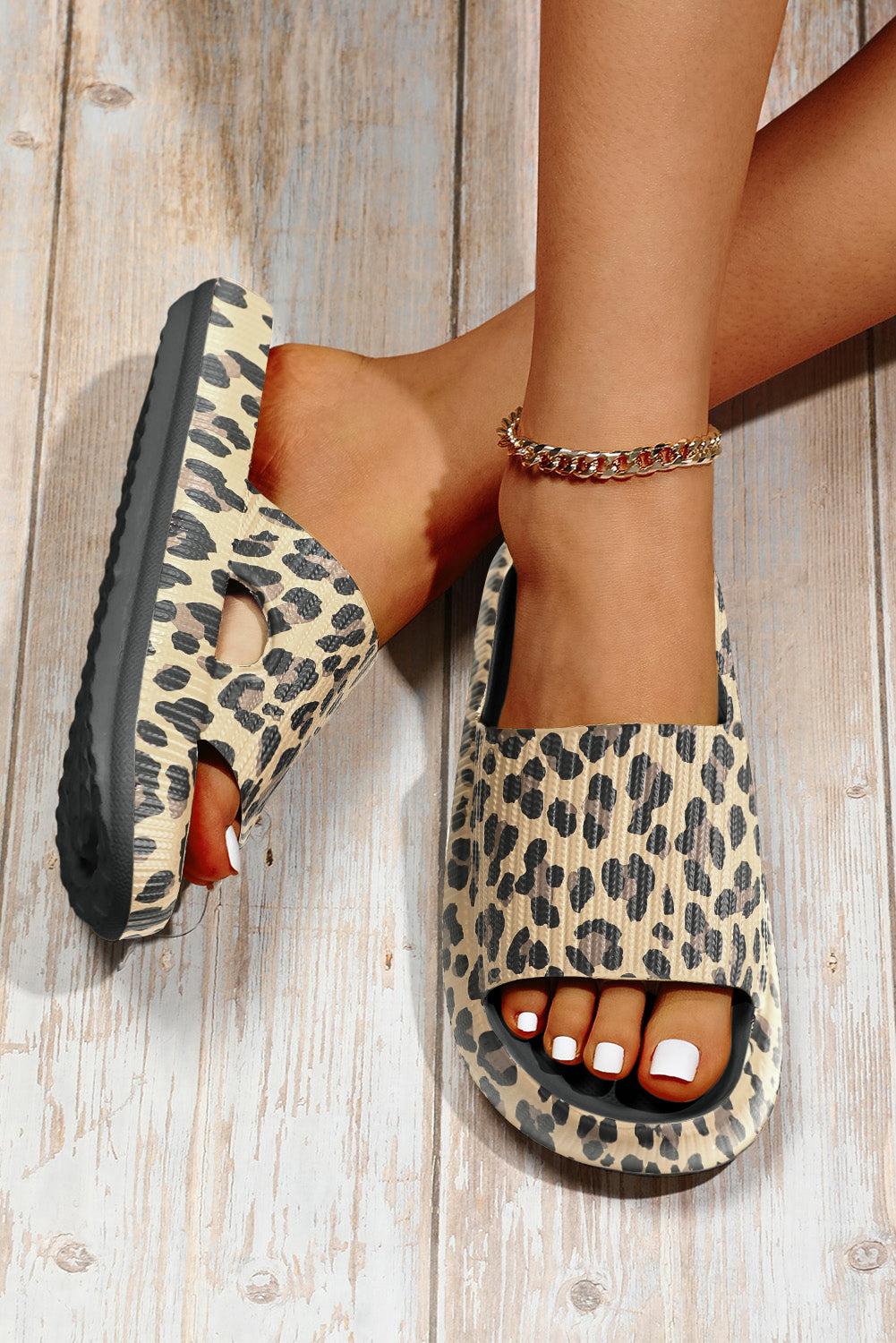 Black Print Thick Sole Slip On Slippers-Shoes & Bags/Slippers-[Adult]-[Female]-2022 Online Blue Zone Planet