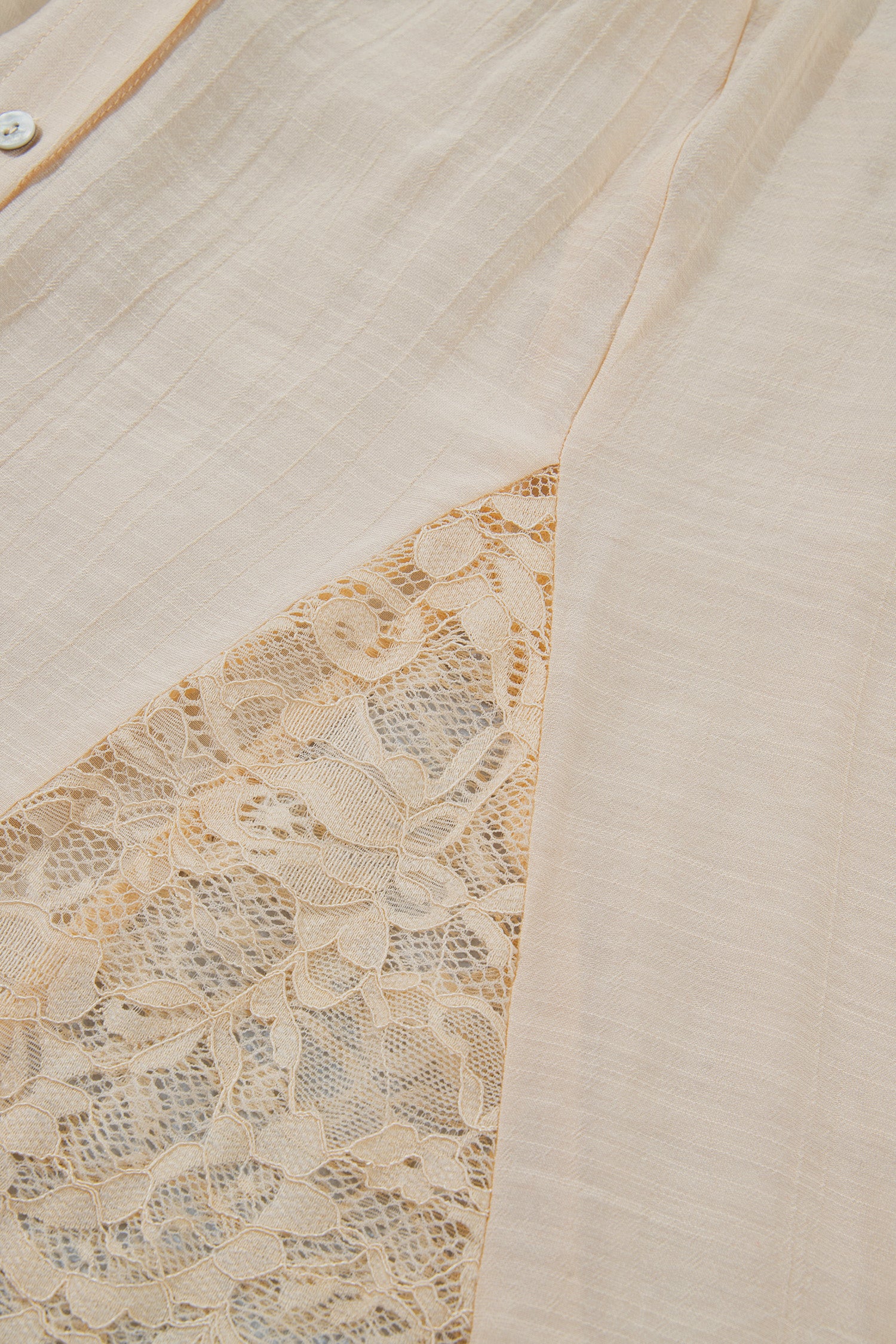 Oatmeal Sheer Lace Splicing Detail Bracelet Sleeve Loose Flowy Shirt-Bracelet-[Adult]-[Female]-2022 Online Blue Zone Planet