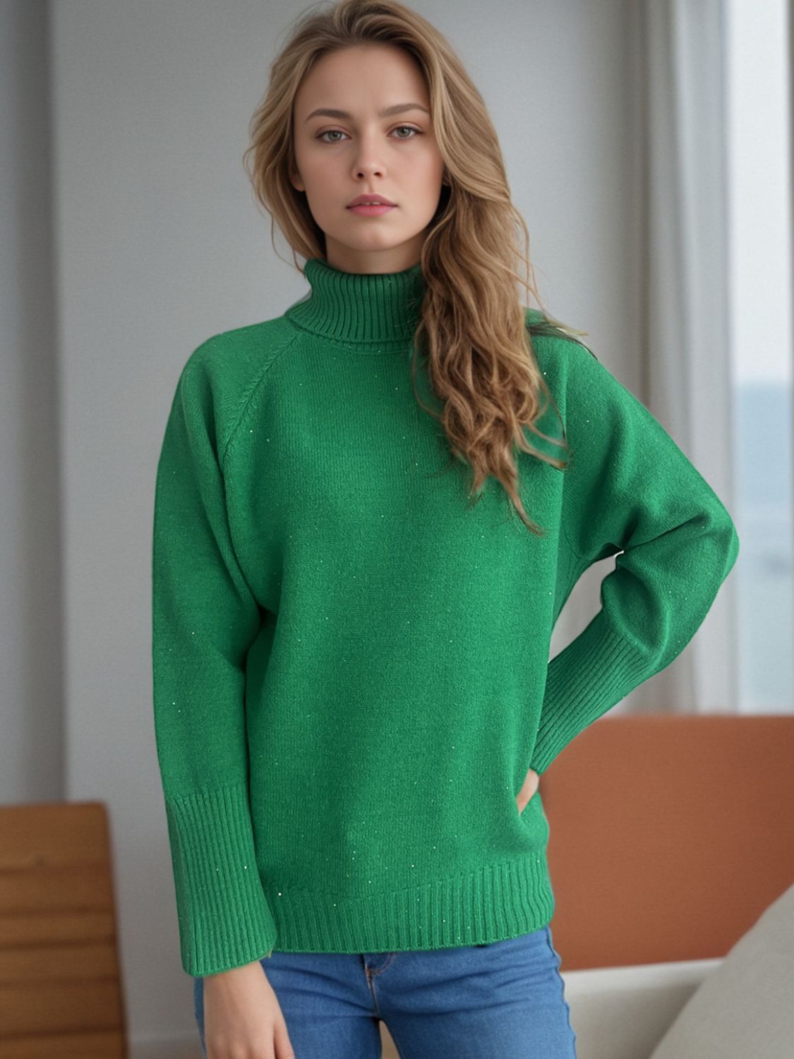 Blue Zone Planet | Turtleneck Raglan Sleeve Sweater-TOPS / DRESSES-[Adult]-[Female]-2022 Online Blue Zone Planet