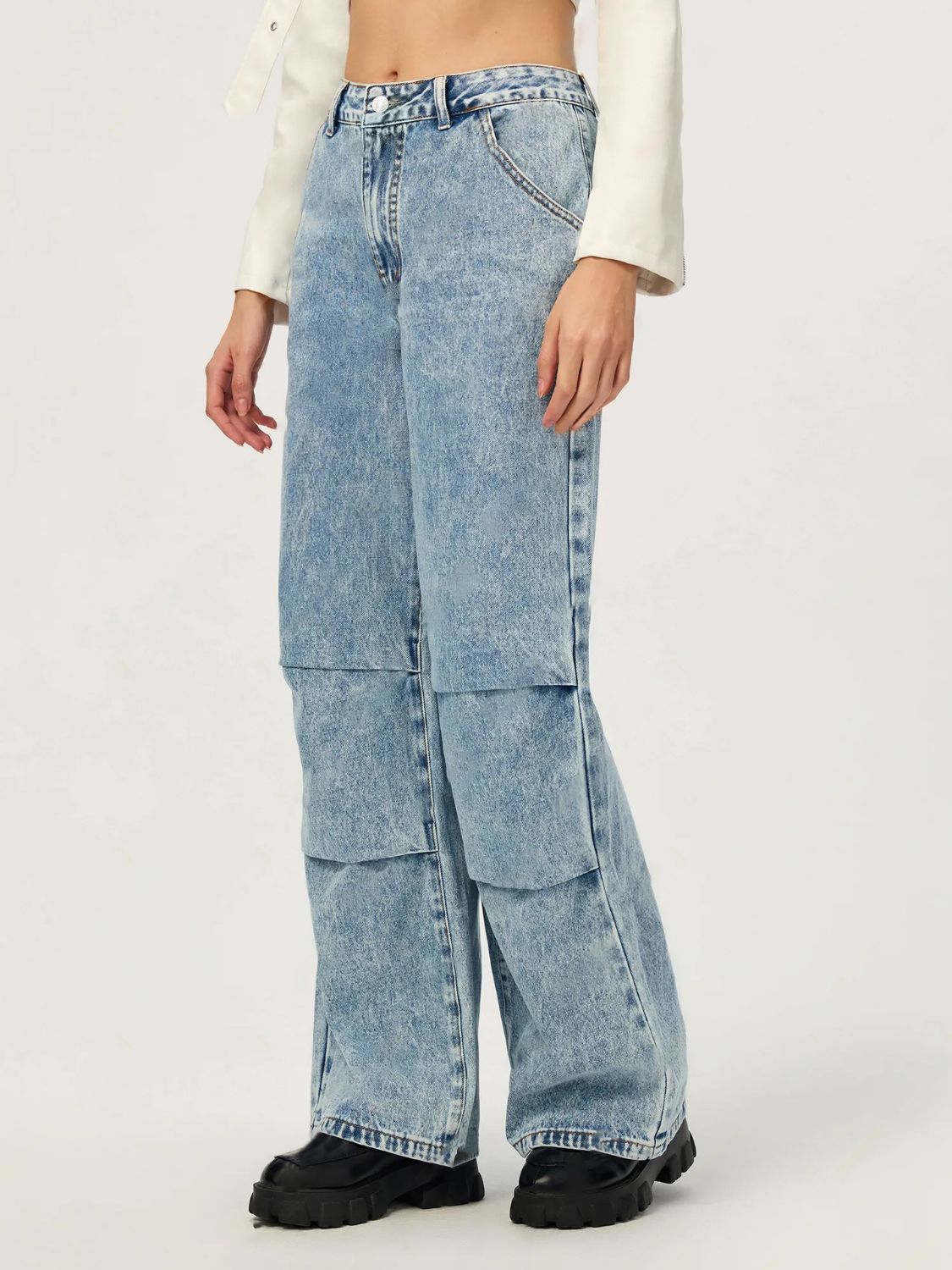 Blue Zone Planet | Wide Leg Jeans with Pockets-BOTTOMS SIZES SMALL MEDIUM LARGE-[Adult]-[Female]-2022 Online Blue Zone Planet