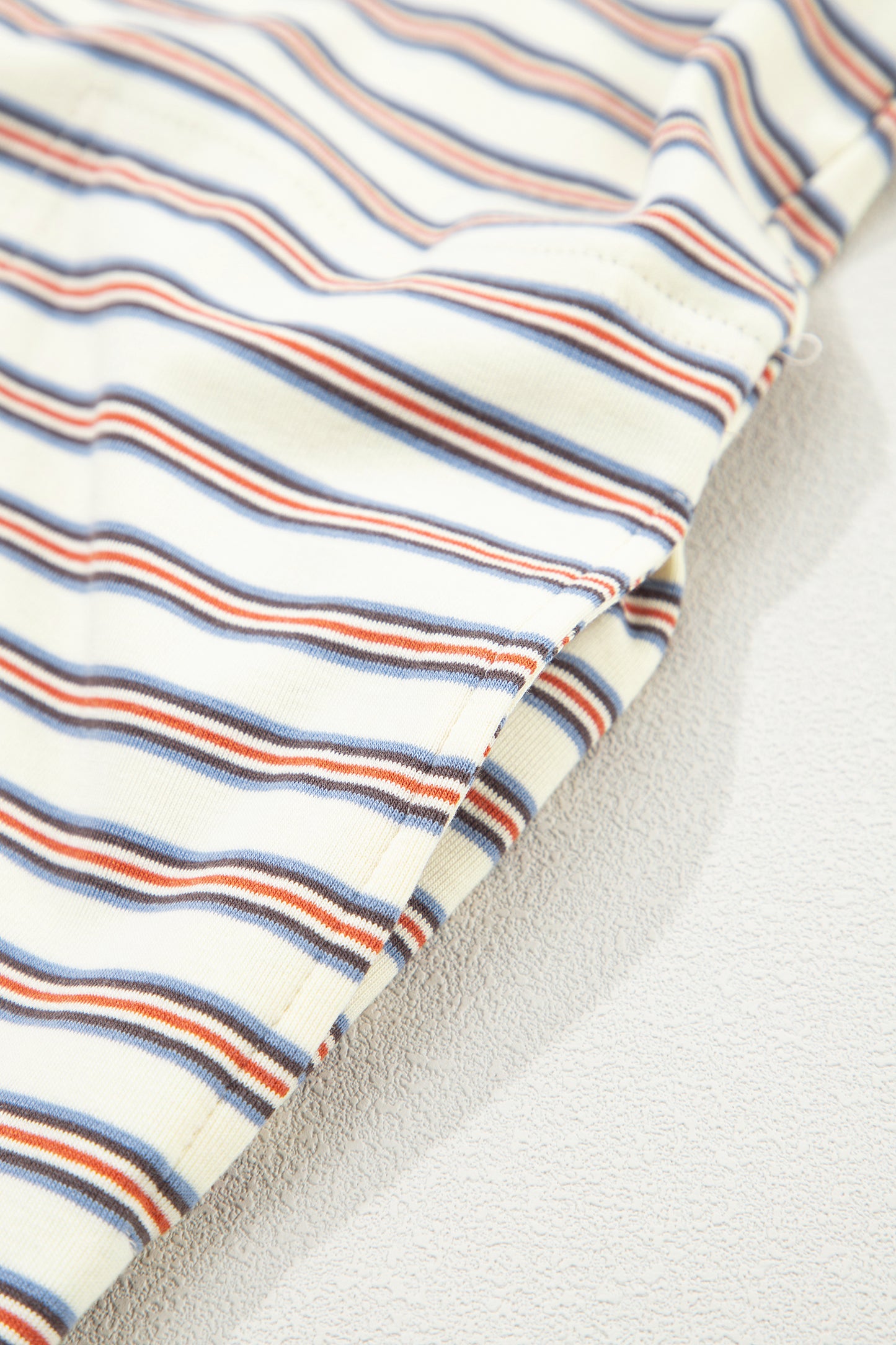 White Stripe Drop Shoulder Cuffed Sleeve Loose Tunic T Shirt Mini Dress-TOPS / DRESSES-[Adult]-[Female]-2022 Online Blue Zone Planet