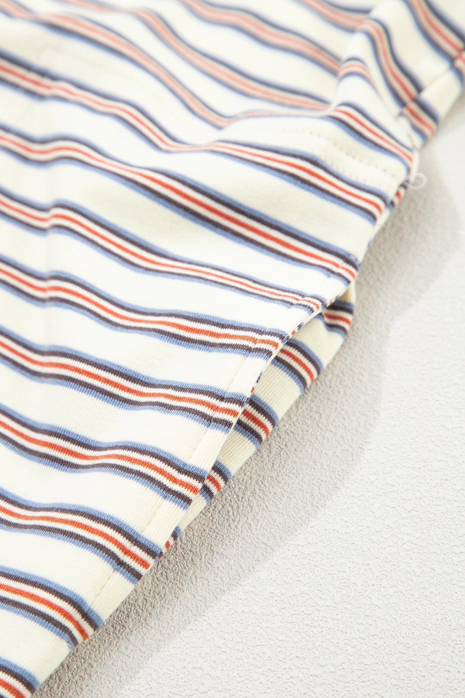 White Stripe Drop Shoulder Cuffed Sleeve Loose Tunic T Shirt Mini Dress-TOPS / DRESSES-[Adult]-[Female]-2022 Online Blue Zone Planet