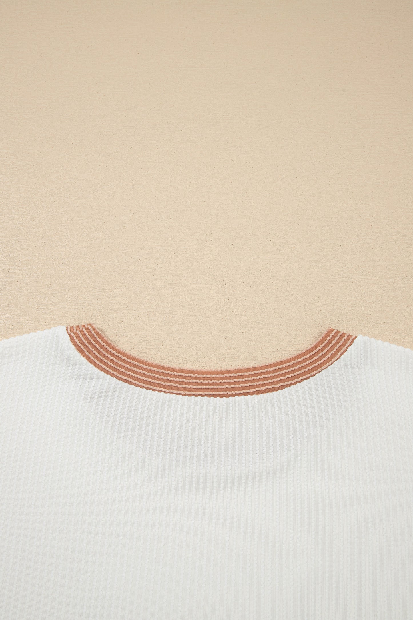 Apricot Bowknot Applique Plus Size Ribbed Top-Plus Size/Plus Size Tops/Plus Size Tops & Tees-[Adult]-[Female]-2022 Online Blue Zone Planet