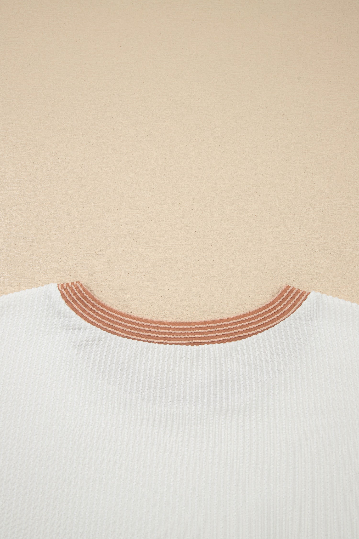 Apricot Bowknot Applique Plus Size Ribbed Top-Plus Size/Plus Size Tops/Plus Size Tops & Tees-[Adult]-[Female]-2022 Online Blue Zone Planet