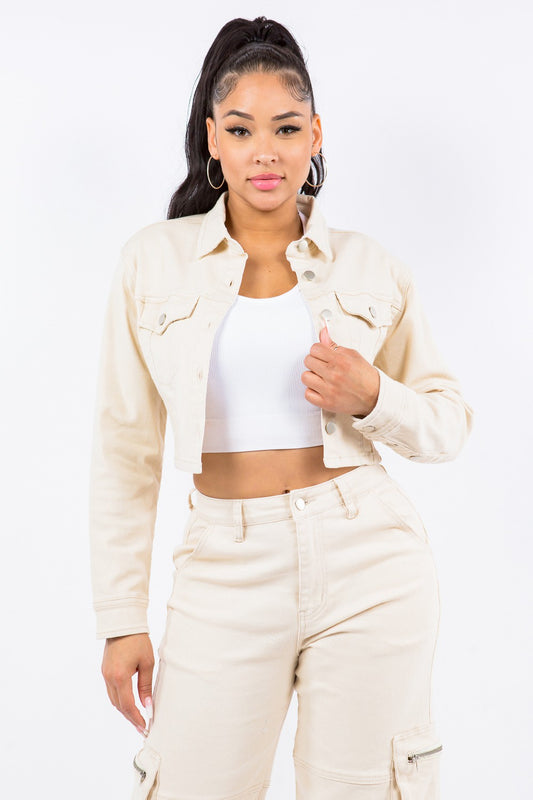 American Bazi Laced Back Cropped Jacket-TOPS / DRESSES-[Adult]-[Female]-Ivory-S-2022 Online Blue Zone Planet