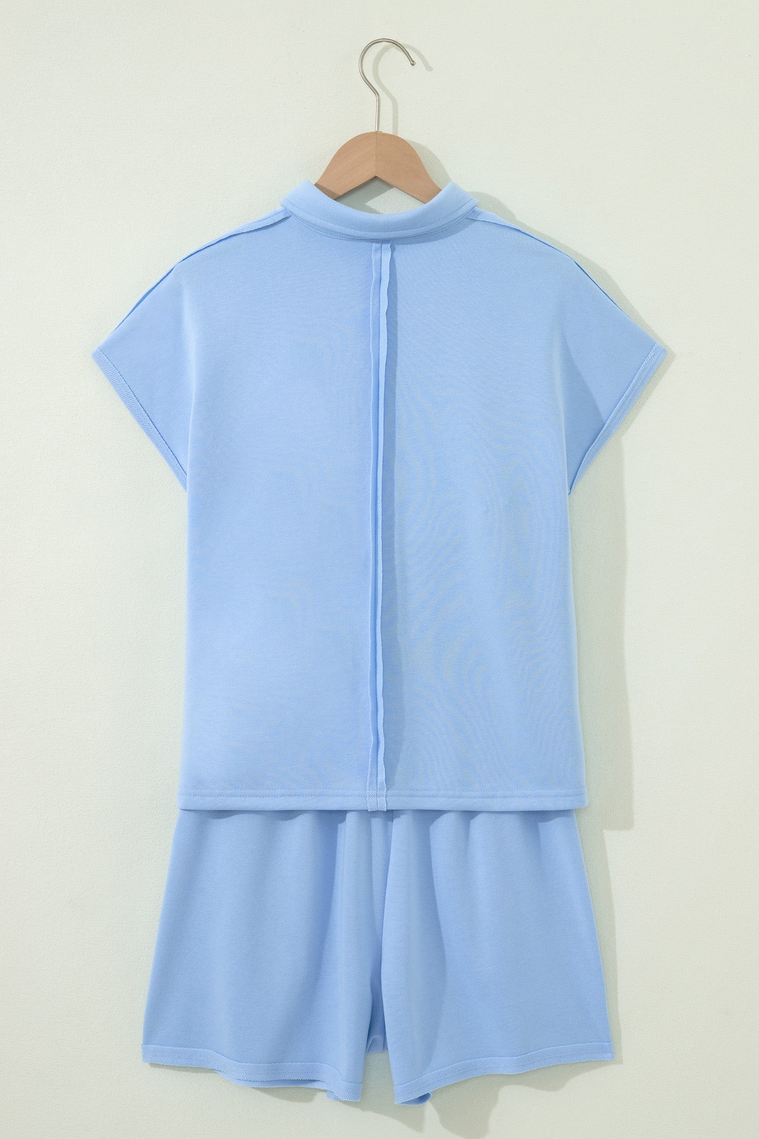 Banana Cream Loose Polo Tee Elastic Waist 2pcs Short Set-Two Piece Sets/Short Sets-[Adult]-[Female]-2022 Online Blue Zone Planet