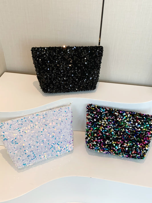 Sequin Clutch with Zipper-HANDBAGS-[Adult]-[Female]-2022 Online Blue Zone Planet