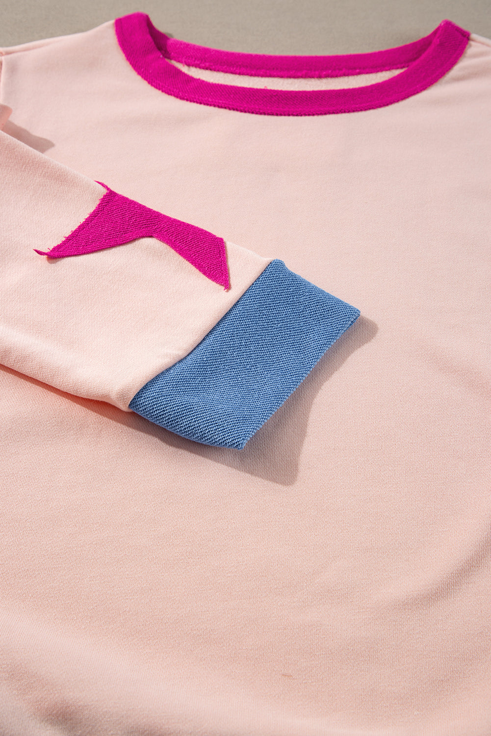 Parchment Star Patchwork Exposed Seam Oversized Sweatshirt-Sweatshirts & Hoodies-[Adult]-[Female]-2022 Online Blue Zone Planet