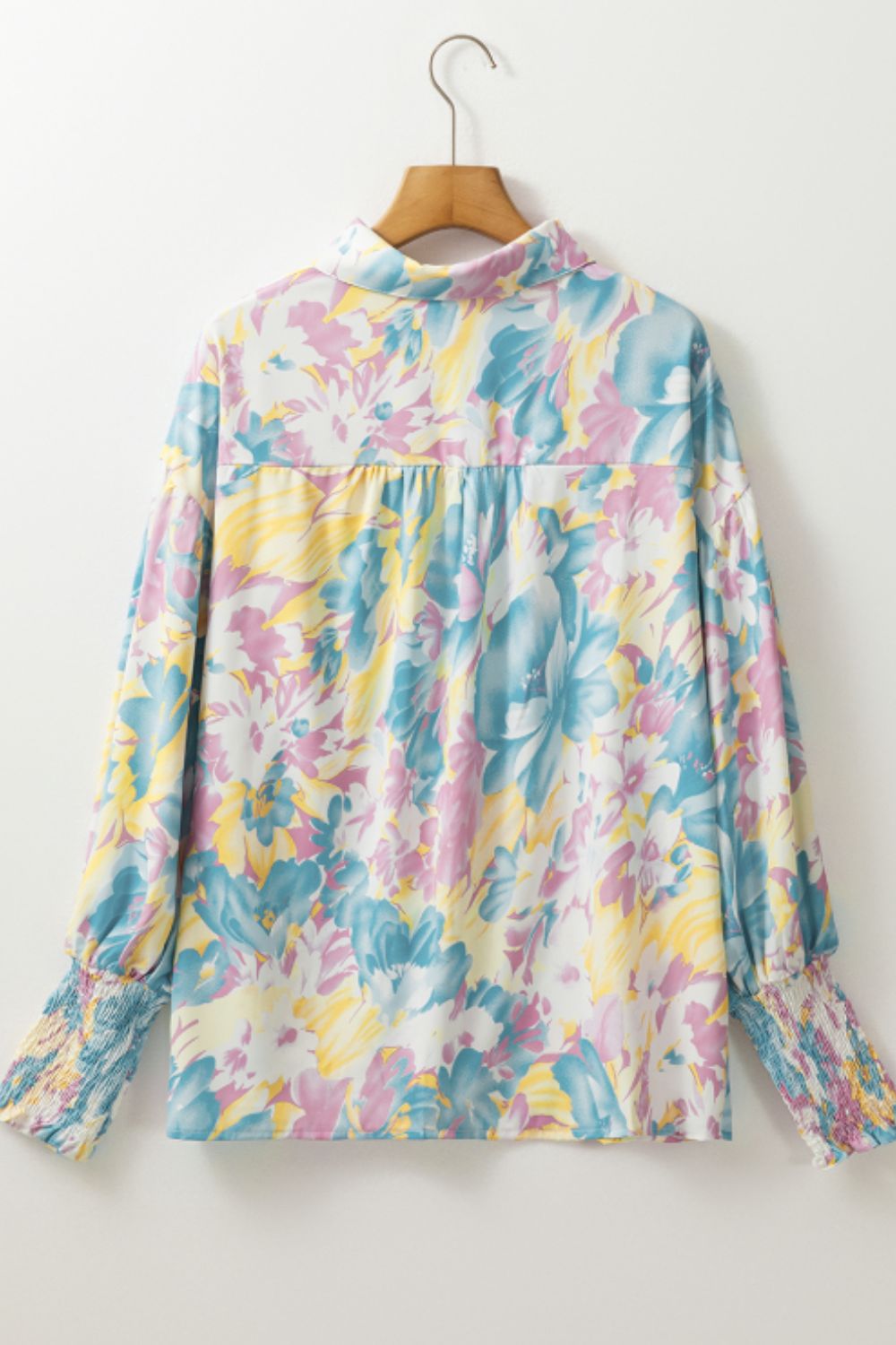 Printed Button Down Lantern Sleeve Shirt-TOPS / DRESSES-[Adult]-[Female]-2022 Online Blue Zone Planet