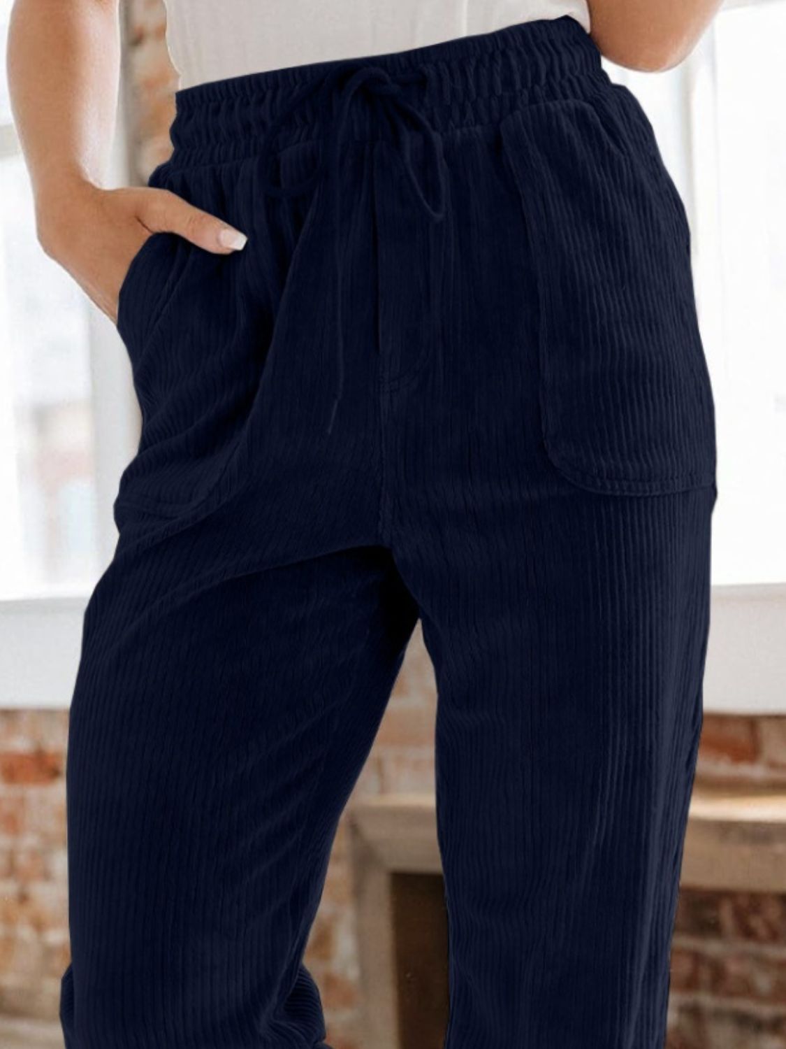 Drawstring Pants with Pockets-BOTTOMS SIZES SMALL MEDIUM LARGE-[Adult]-[Female]-2022 Online Blue Zone Planet