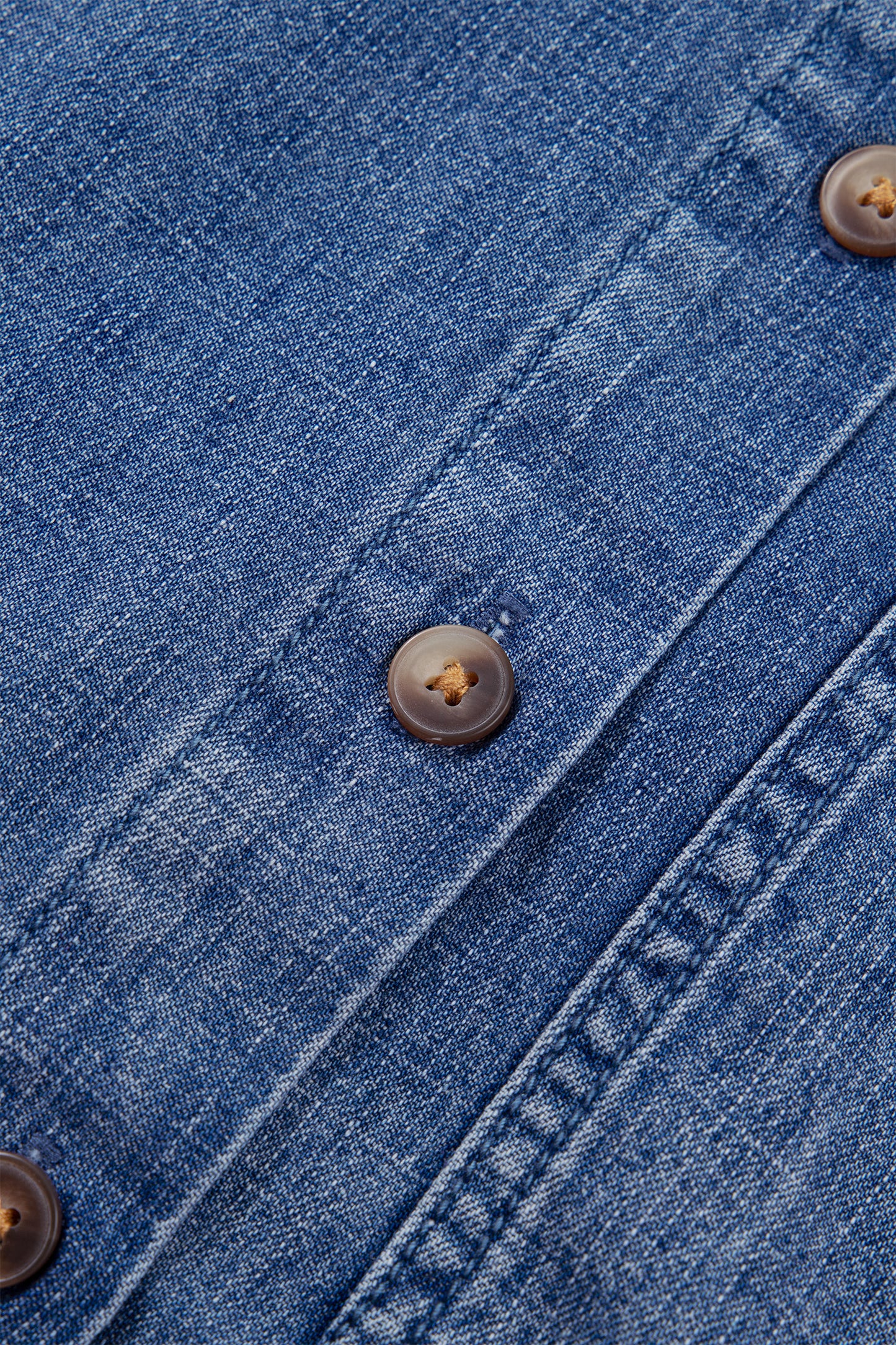 Dusk Blue Three Quarter Sleeve Button Front Loose Denim Shirt-Tops/Blouses & Shirts-[Adult]-[Female]-2022 Online Blue Zone Planet
