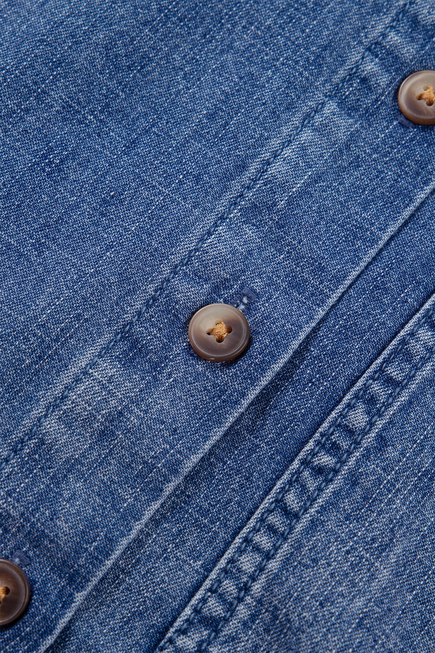 Dusk Blue Three Quarter Sleeve Button Front Loose Denim Shirt-Tops/Blouses & Shirts-[Adult]-[Female]-2022 Online Blue Zone Planet