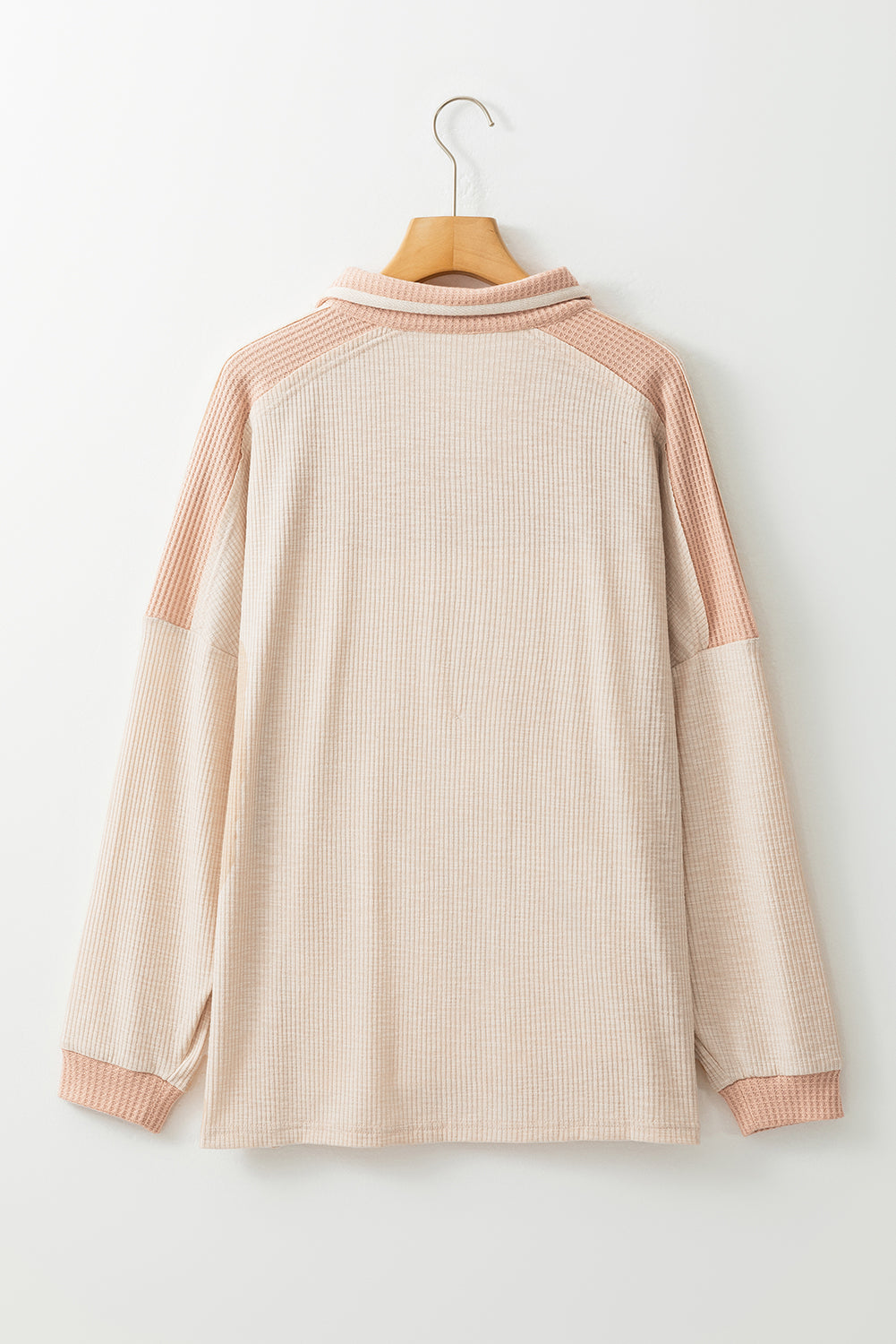 Blue Zone Planet | Waffle-Knit Color Block Half Button Long Sleeve Top-TOPS / DRESSES-[Adult]-[Female]-2022 Online Blue Zone Planet