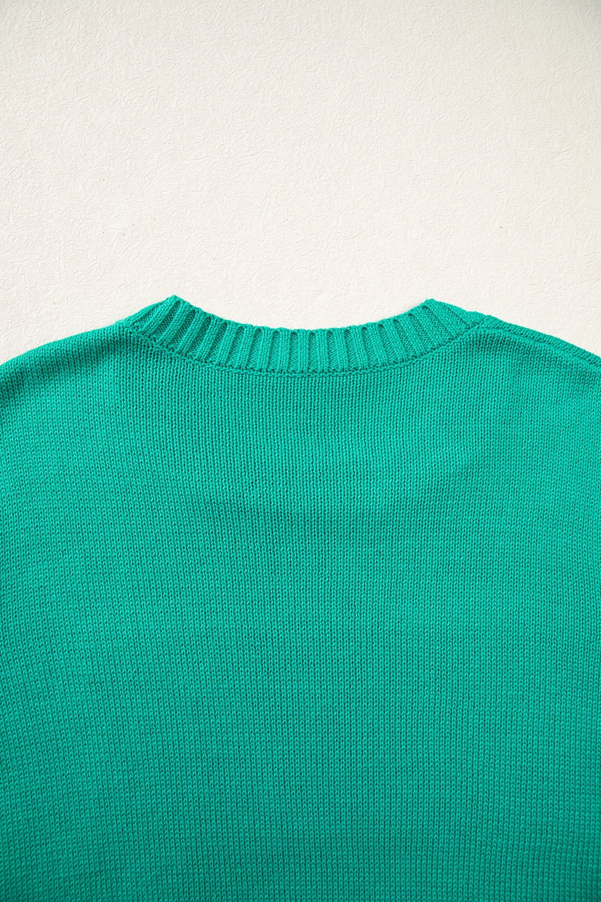 Bright Green Merry Print Ribbed Trim Round Neck Loose Fit Sweater-Sweaters & Cardigans/Sweaters-[Adult]-[Female]-2022 Online Blue Zone Planet