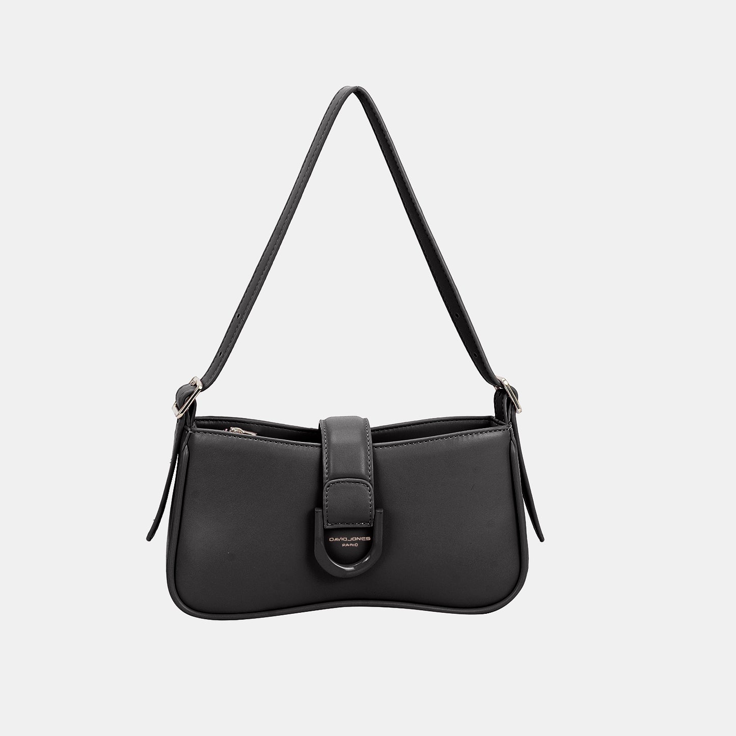 Blue Zone Planet | David Jones PU Leather Shoulder Bag-TOPS / DRESSES-[Adult]-[Female]-Black-One Size-2022 Online Blue Zone Planet