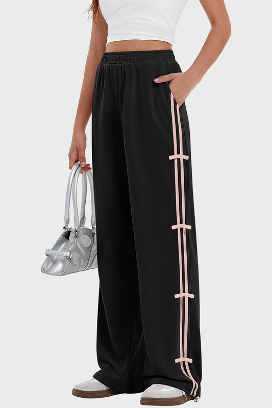 Elastic Waist Wide Leg Pants with Pockets-BOTTOMS SIZES SMALL MEDIUM LARGE-[Adult]-[Female]-Black-S-2022 Online Blue Zone Planet