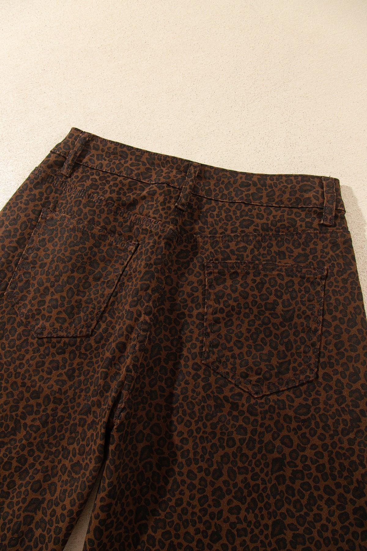 Brown Casual Leopard Print Full-Length Regular Fit Jeans-TOPS / DRESSES-[Adult]-[Female]-2022 Online Blue Zone Planet