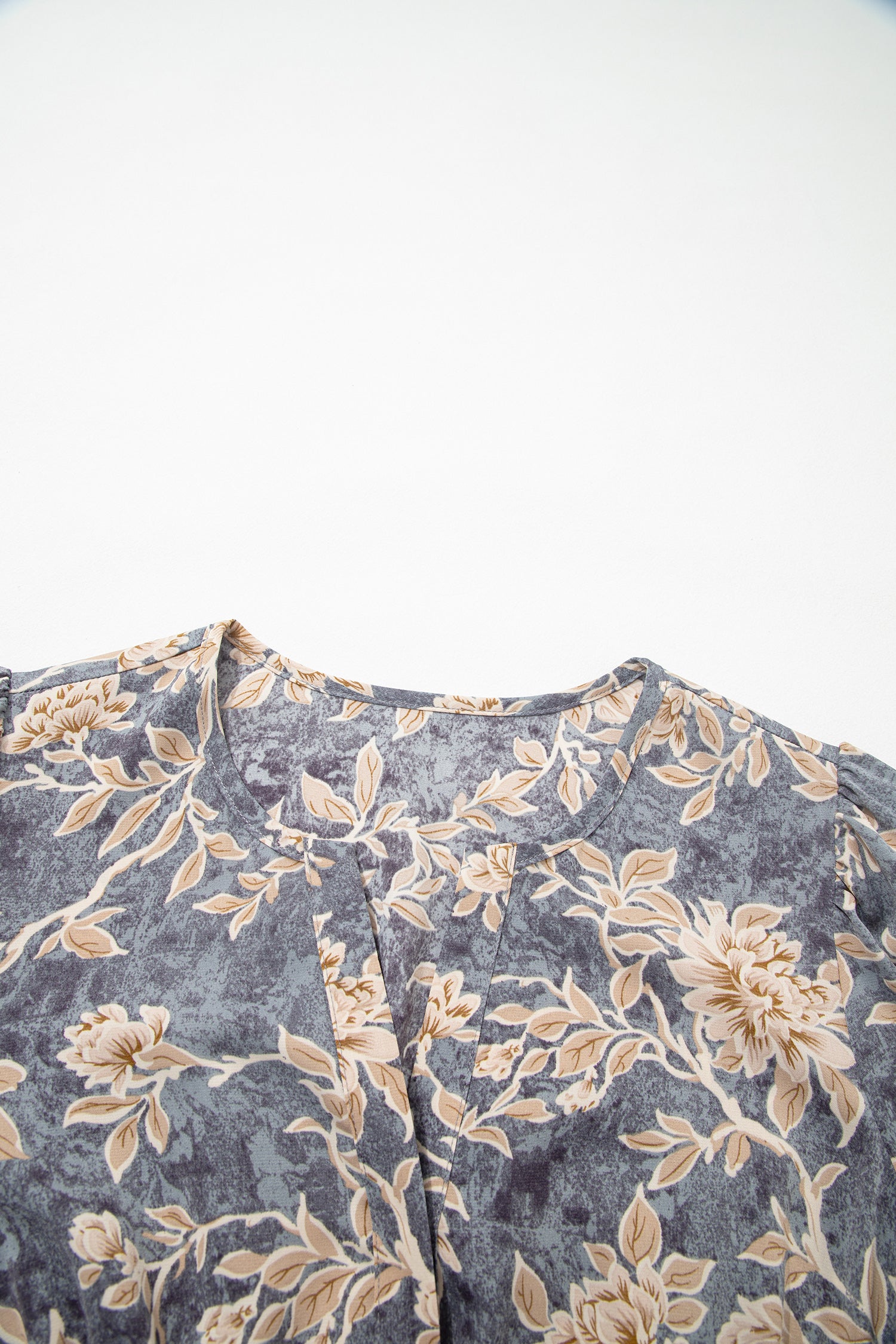 Sky Blue Floral Print Smocked High Waist Long Sleeve Maxi Dress-TOPS / DRESSES-[Adult]-[Female]-2022 Online Blue Zone Planet