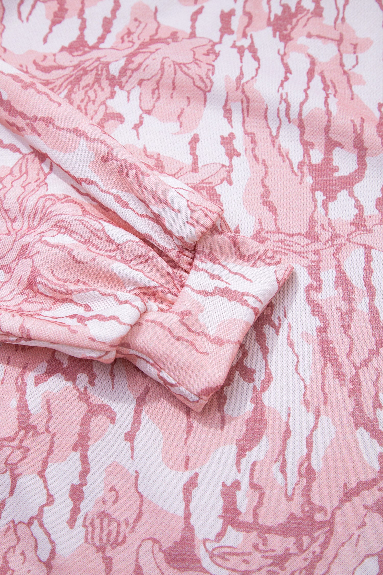 Pink Abstract Floral Print Loose Pullover Drawstring Pants 2pcs Set-Two Piece Sets/Pant Sets-[Adult]-[Female]-2022 Online Blue Zone Planet