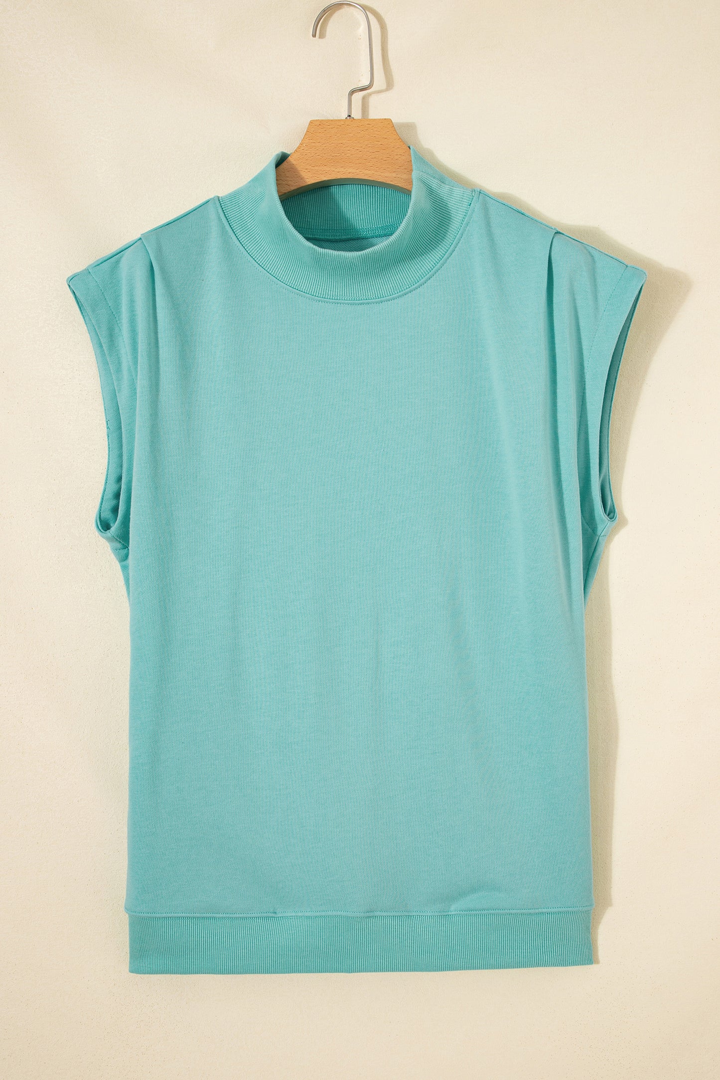 Black Solid Color High Neck Cap Sleeve Loose Top-Tops/Tops & Tees-[Adult]-[Female]-2022 Online Blue Zone Planet