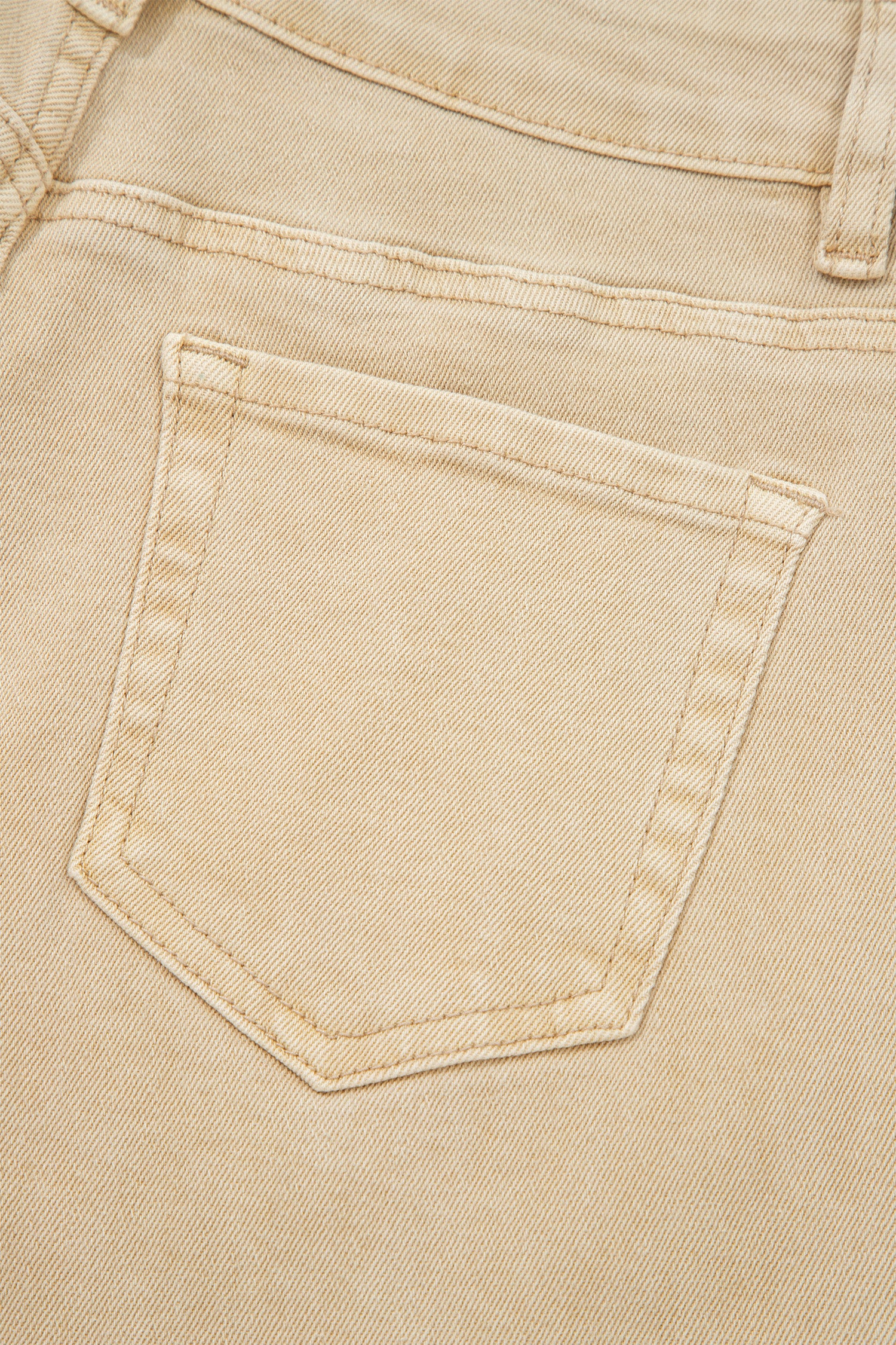 Apricot Solid Color Seamed Center Wide Leg Cropped Jeans-Bottoms/Jeans-[Adult]-[Female]-2022 Online Blue Zone Planet