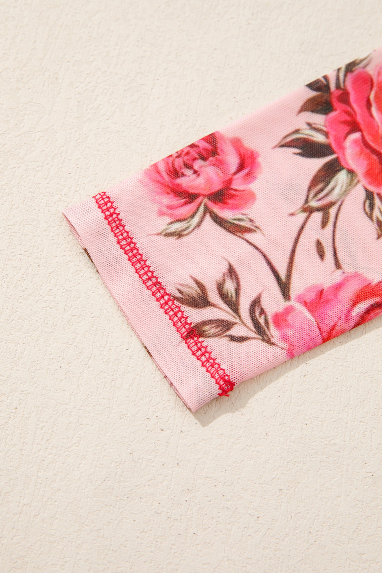 Pink Floral Print Exposed Seam Detail Mesh Long Sleeve Top-Tops/Long Sleeve Tops-[Adult]-[Female]-2022 Online Blue Zone Planet