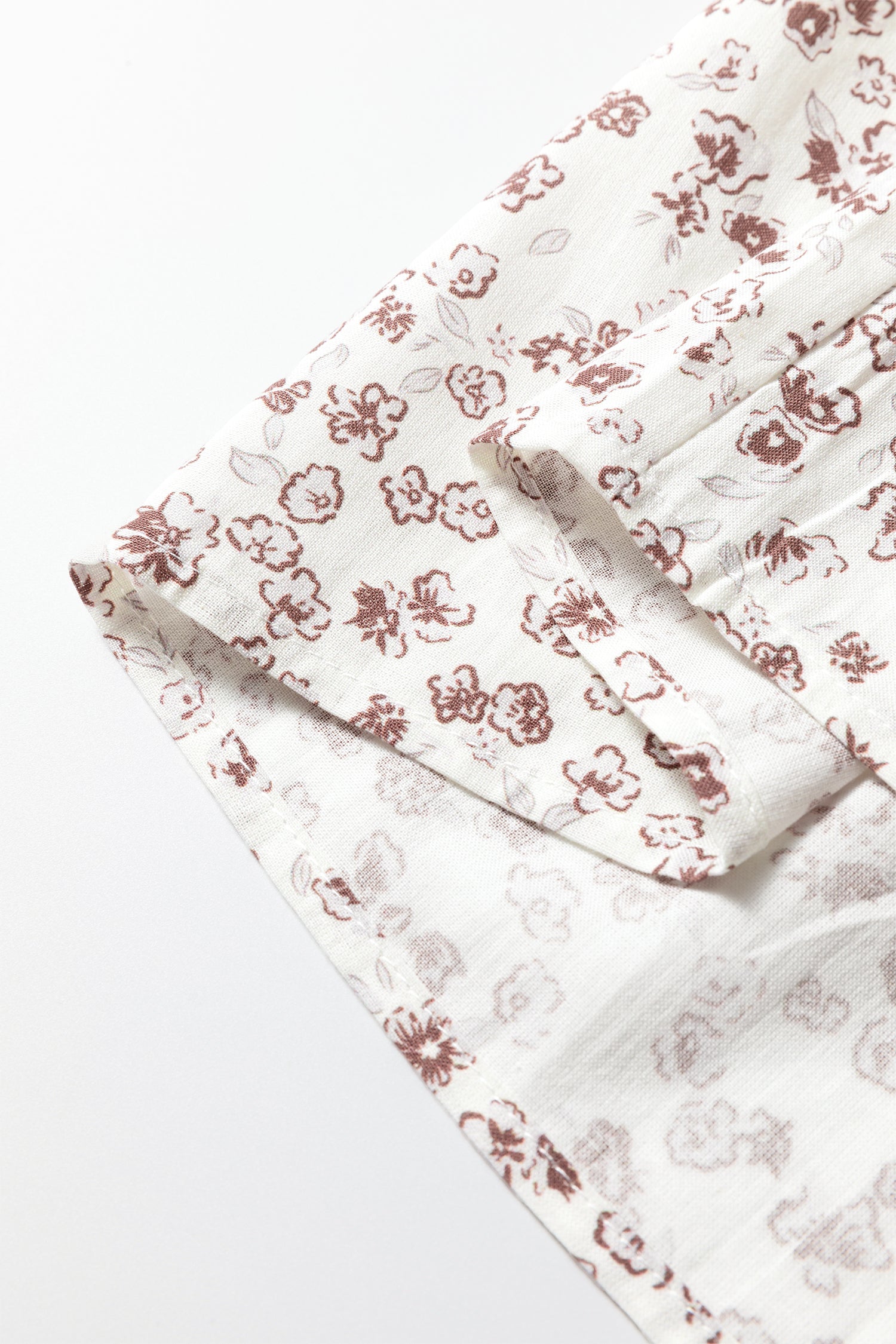 White Bow Tie Front Floral Print Flounce Sleeve Peplum Blouse-Tops/Blouses & Shirts-[Adult]-[Female]-2022 Online Blue Zone Planet