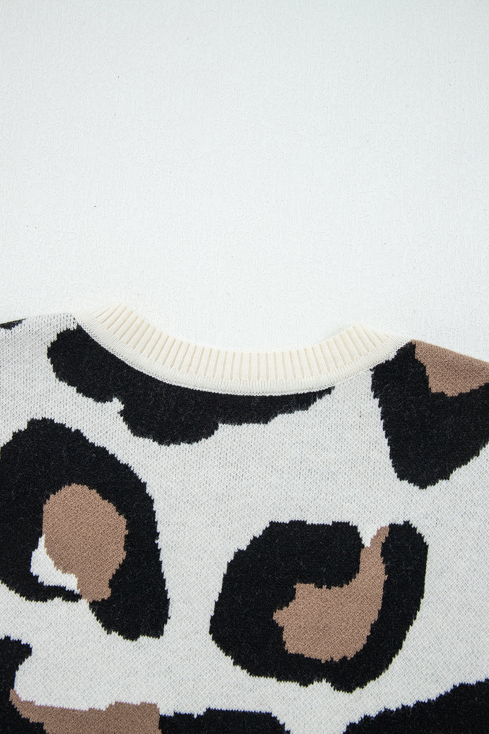 Jet Stream Leopard Print Color Block Patchwork Sleeve V Neck Sweater-Sweaters & Cardigans/Sweaters-[Adult]-[Female]-2022 Online Blue Zone Planet