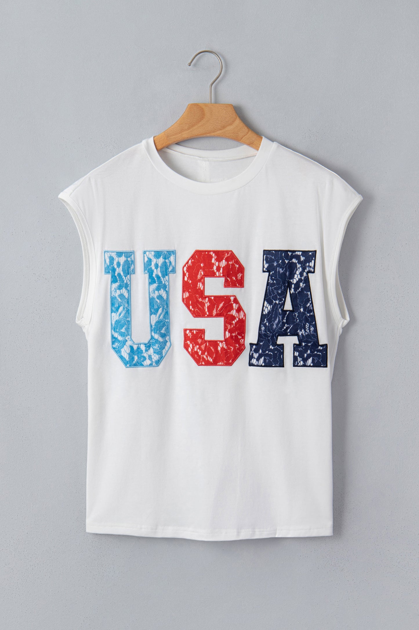 White Usa Color Block Letter Printed Dolman Tee-Tops/Tops & Tees-[Adult]-[Female]-2022 Online Blue Zone Planet