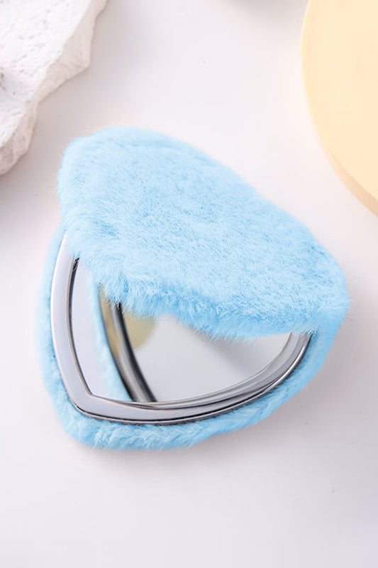 Light Blue Heart Shape Double Sides Fluffy Cute Mini Cosmetic Mirror-Beauty-[Adult]-[Female]-Light Blue-ONE SIZE-2022 Online Blue Zone Planet