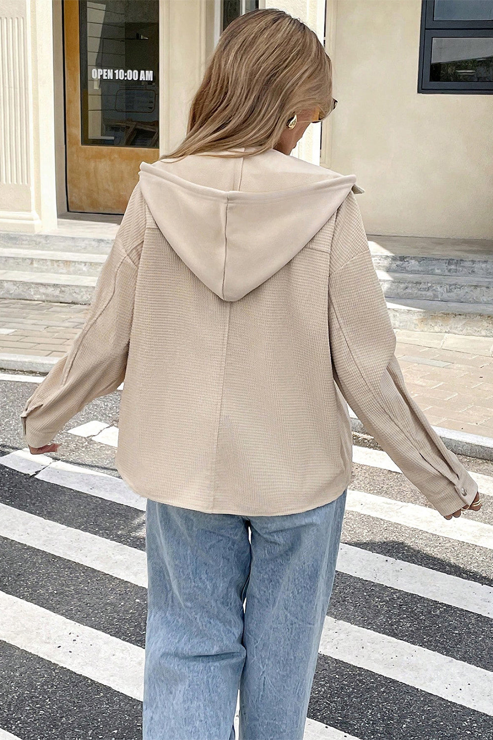 Laurel Green 2 in 1 Thermal Knit Textured Hooded Jacket-Tops / Dresses-[Adult]-[Female]-2022 Online Blue Zone Planet