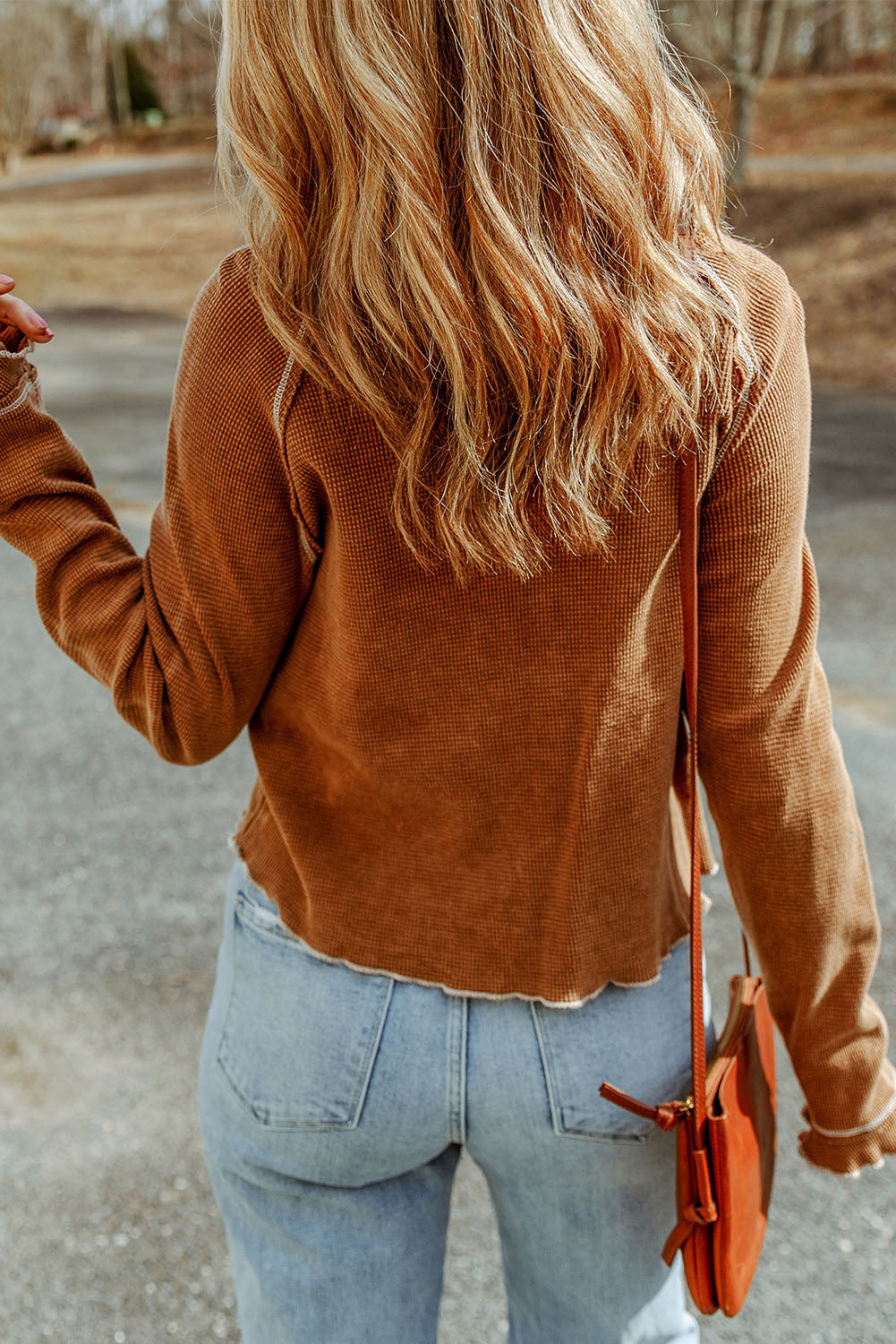 Blue Zone Planet |  Black Textured Round Neck Long Sleeve Top