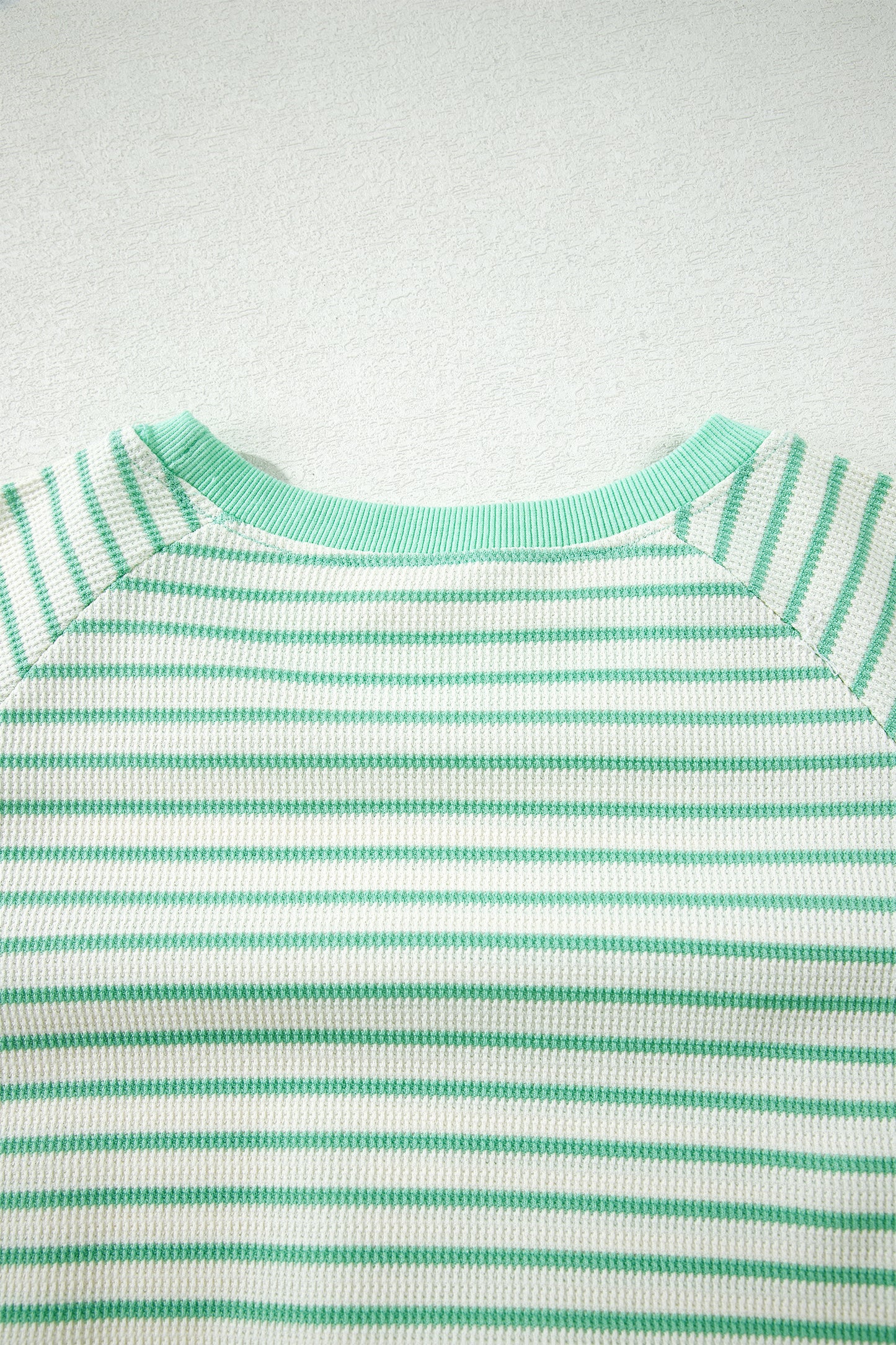 Green Stripe Colorblock Trim Round Neck Short Sleeve Tee-Tops/Tops & Tees-[Adult]-[Female]-2022 Online Blue Zone Planet