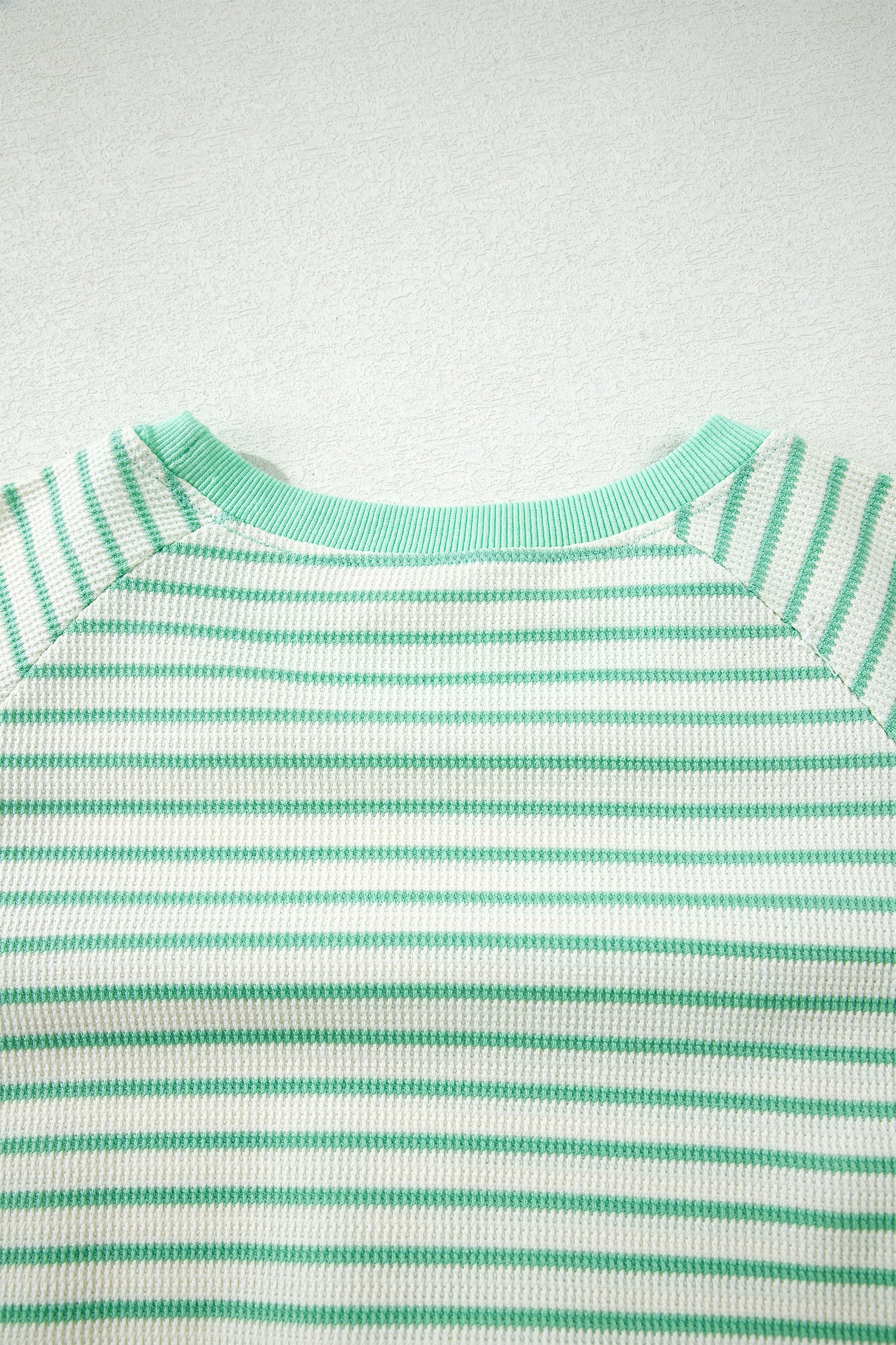 Green Stripe Colorblock Trim Round Neck Short Sleeve Tee-Tops/Tops & Tees-[Adult]-[Female]-2022 Online Blue Zone Planet