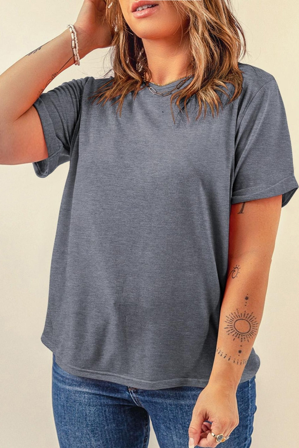 Bright Green Casual Plain Crew Neck Tee-Tops/Tops & Tees-[Adult]-[Female]-2022 Online Blue Zone Planet