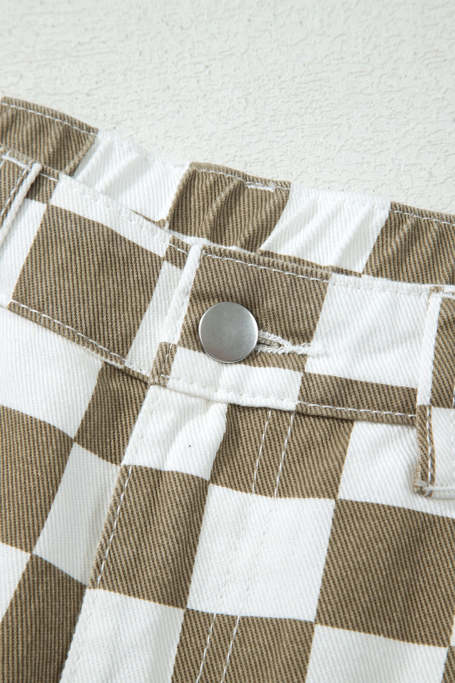 White Checkered Print Denim Barrel Pants-Bottoms/Pants & Culotte-[Adult]-[Female]-2022 Online Blue Zone Planet