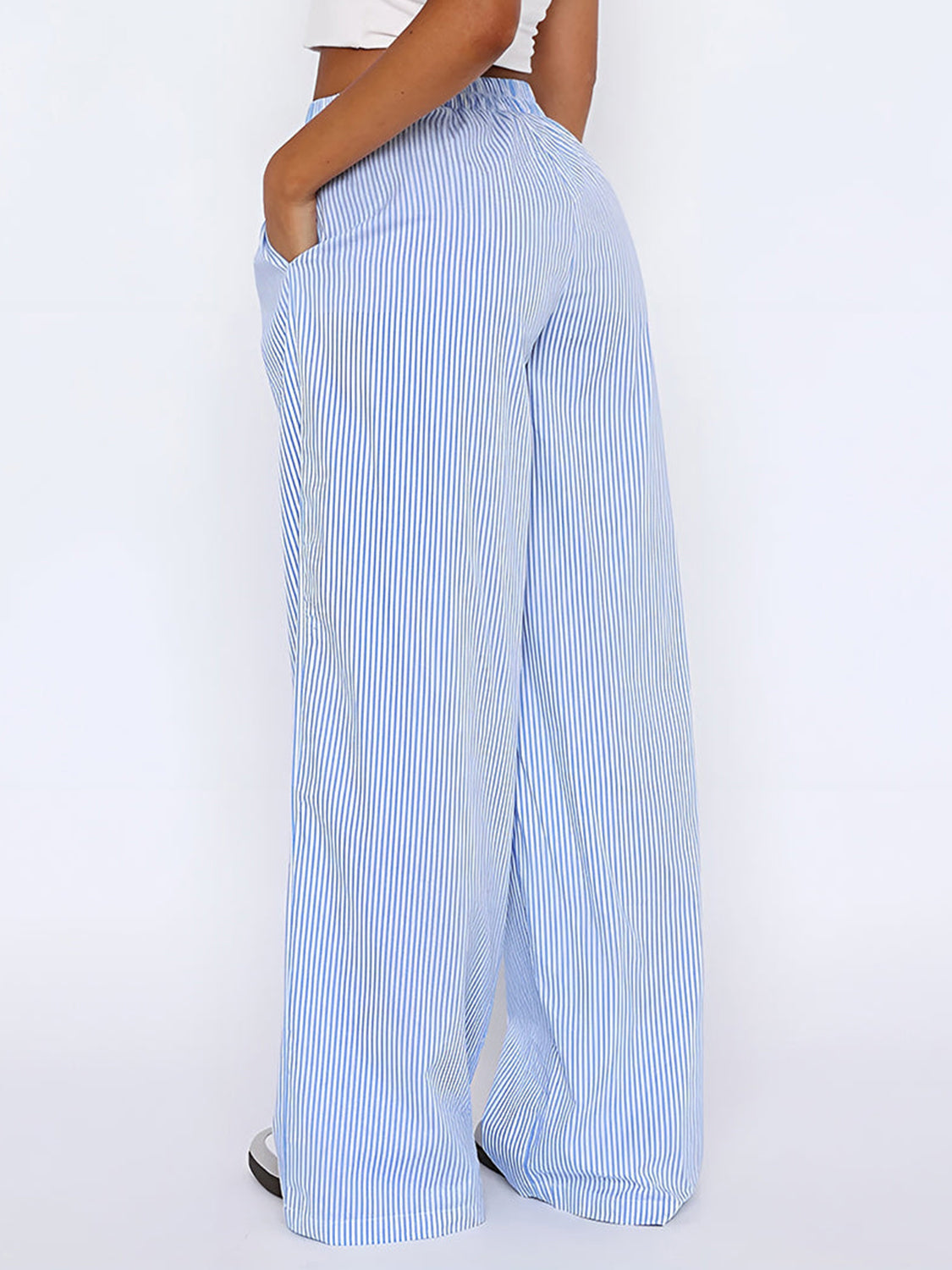 Elastic Waist Wide Leg Pants-[Adult]-[Female]-2022 Online Blue Zone Planet