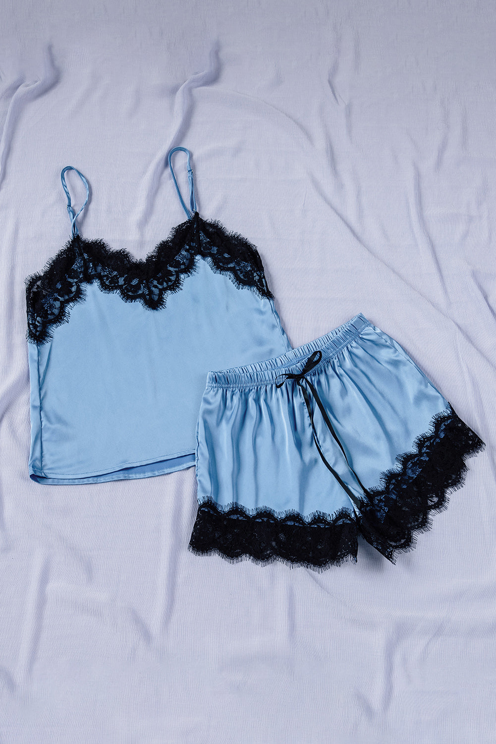 Lace Detail Spaghetti Strap Top and Shorts Lounge Set-TOPS / DRESSES-[Adult]-[Female]-2022 Online Blue Zone Planet