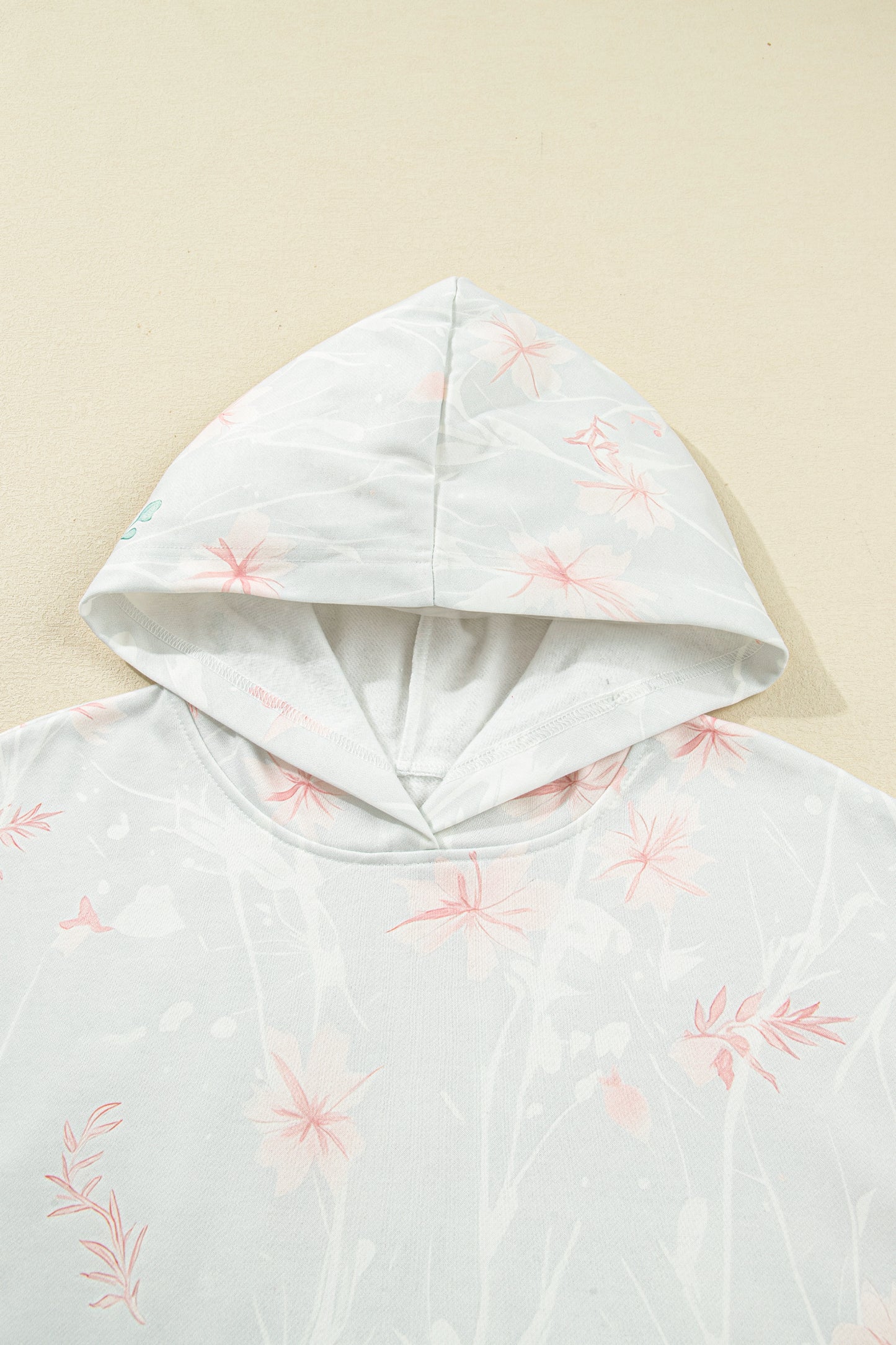 Gray Floral Print Plus Size Loose Hoodie-Tops / Dresses-[Adult]-[Female]-2022 Online Blue Zone Planet