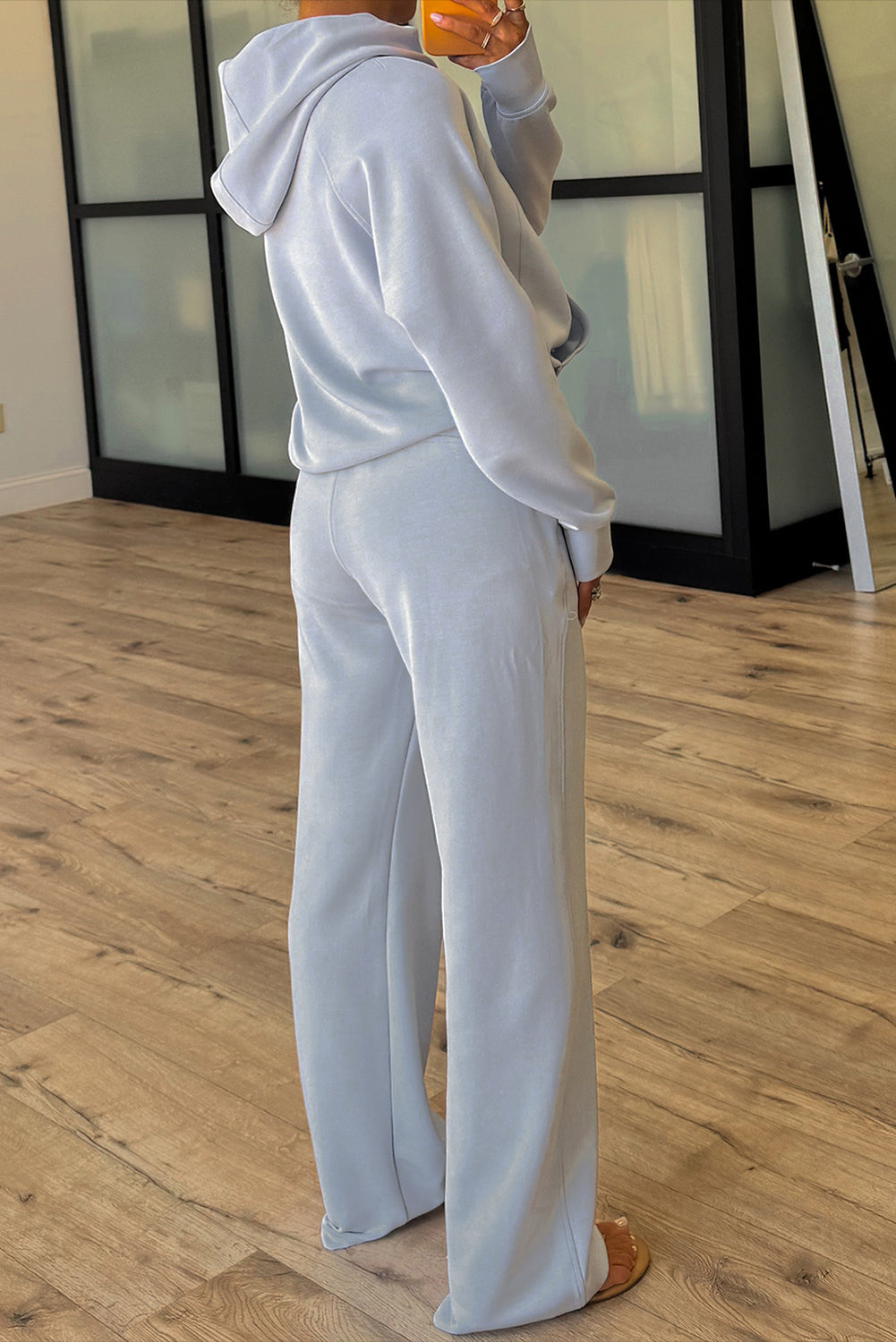 Beau Blue Half Zip Thumbhole Sleeve Hoodie Active Pants 2pcs Outfit-Tops / Dresses-[Adult]-[Female]-2022 Online Blue Zone Planet