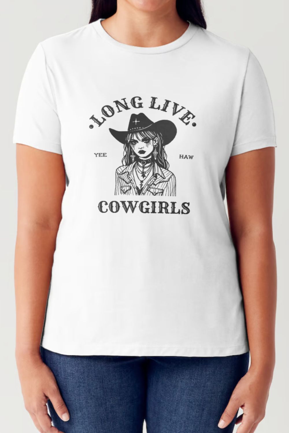 Simply Love Full Size LONG LIVE COWGIRLS Short Sleeve Tubular T-Shirt-TOPS / DRESSES-[Adult]-[Female]-White-S-2022 Online Blue Zone Planet