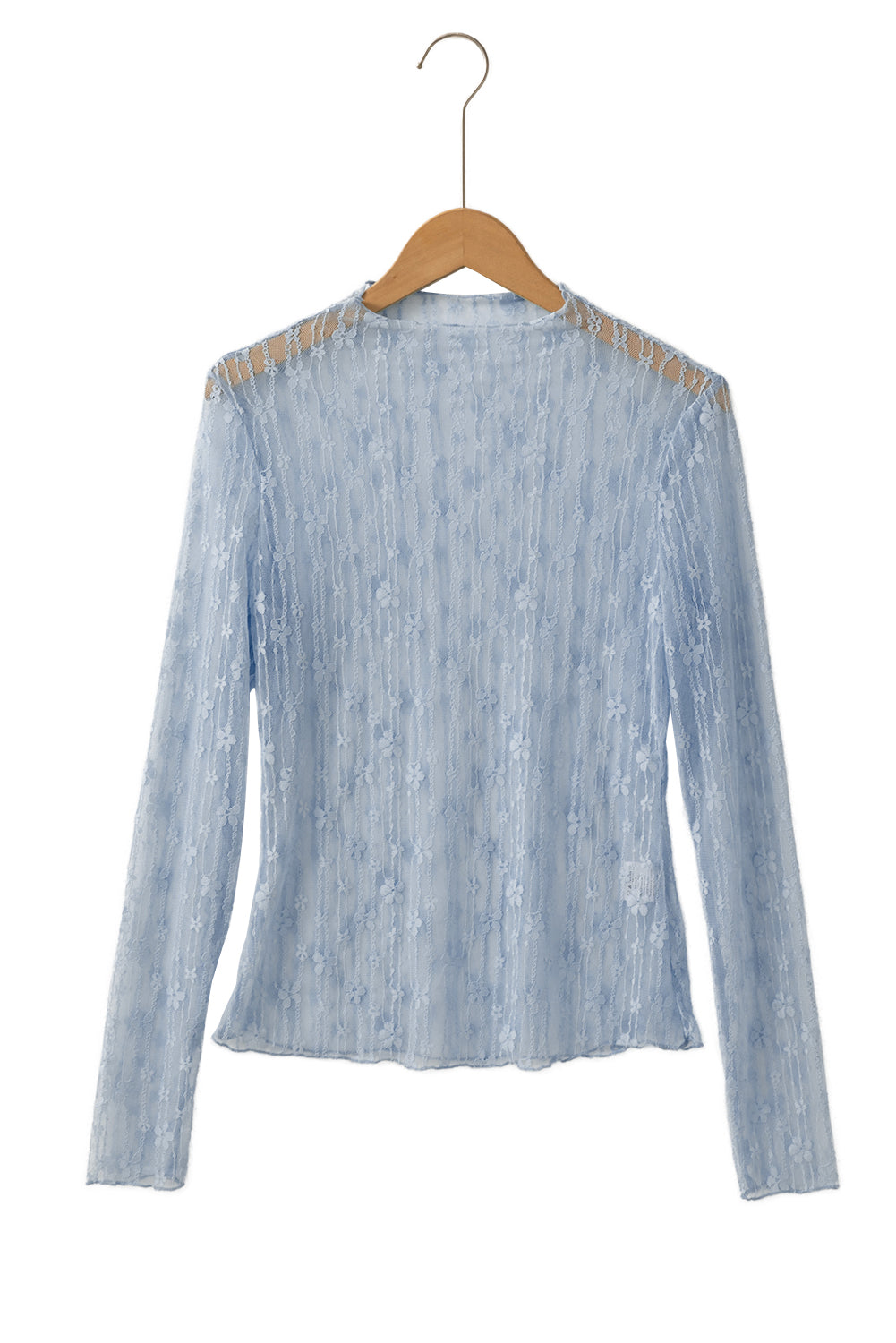 Ashleigh Blue Sheer Floral Lace Long Sleeve Slim Fit Top-Tops/Long Sleeve Tops-[Adult]-[Female]-2022 Online Blue Zone Planet
