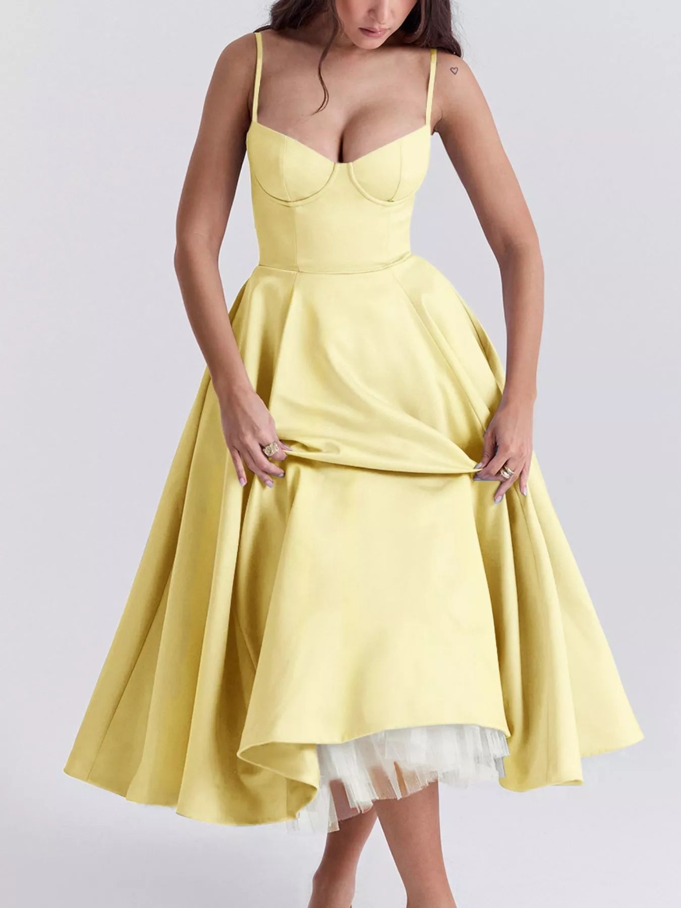 knee length dresses for ladies Sweetheart Neck A-Line Midi Dress