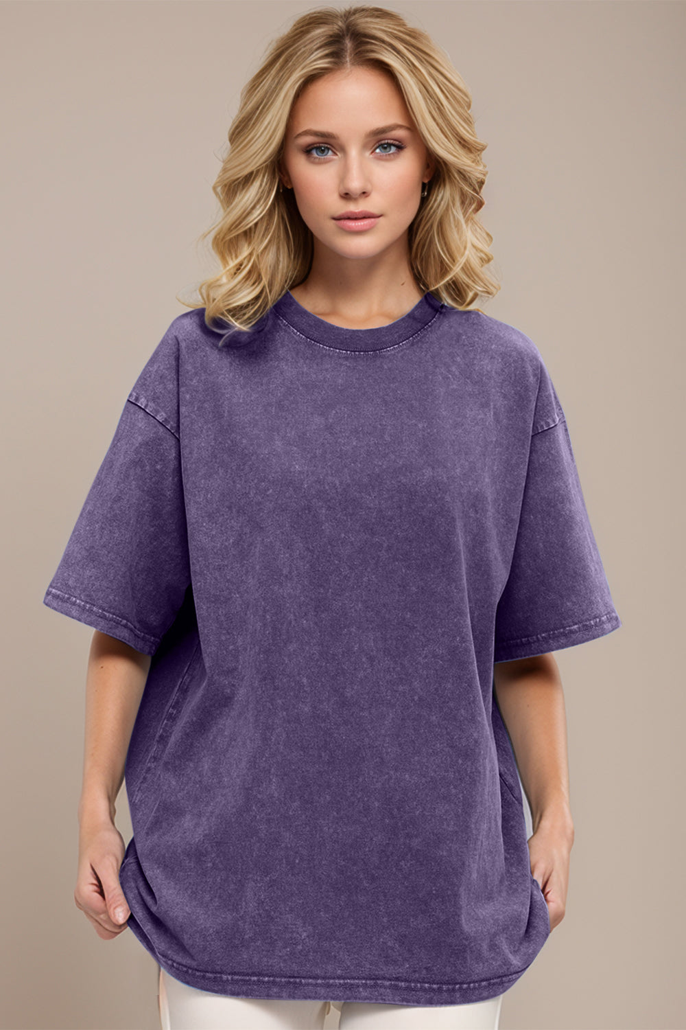 Basic Bae Round Neck Half Sleeve T-Shirt-TOPS / DRESSES-[Adult]-[Female]-Mauve-S-2022 Online Blue Zone Planet