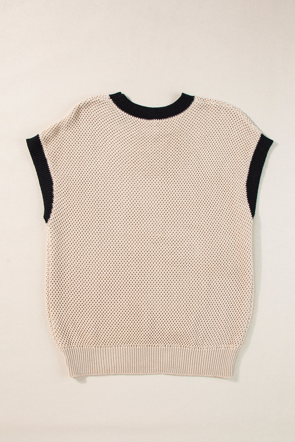 Contrast Trim Round Neck Cap Sleeve Knit Top-TOPS / DRESSES-[Adult]-[Female]-2022 Online Blue Zone Planet
