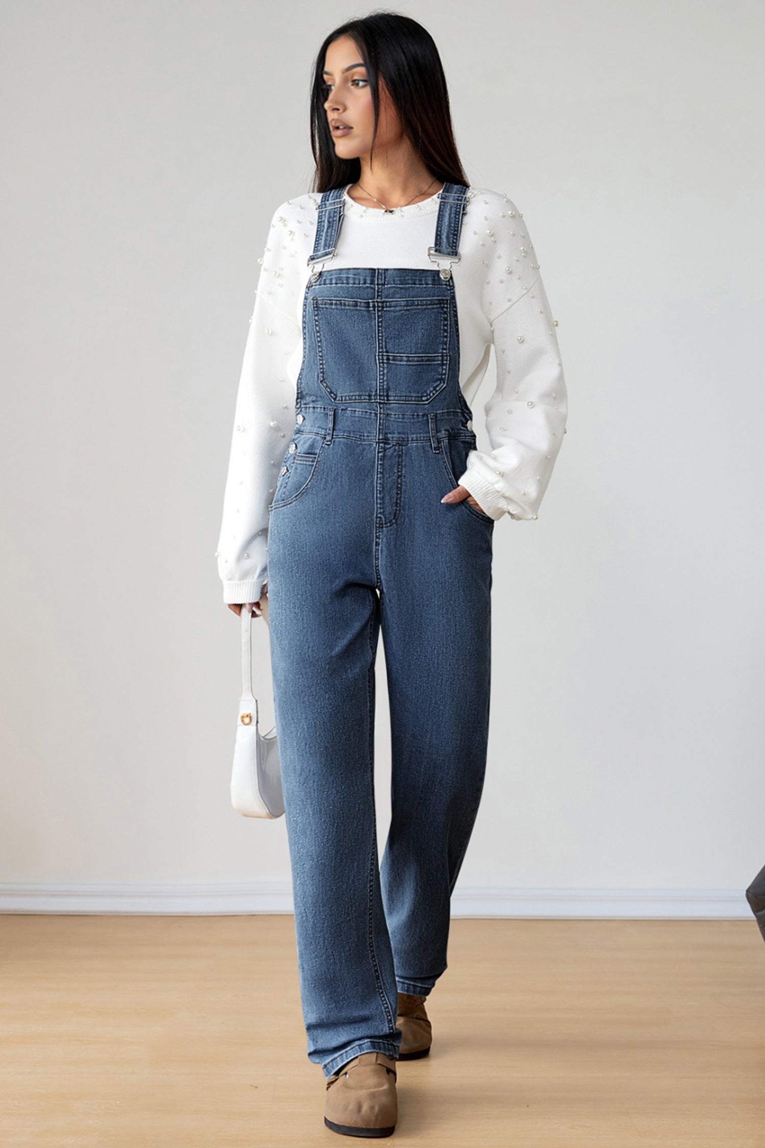 Dark Blue Retro Bib Pocket Buckle Straps Casual Denim Jumpsuit-Bottoms/Jumpsuits & Rompers-[Adult]-[Female]-2022 Online Blue Zone Planet