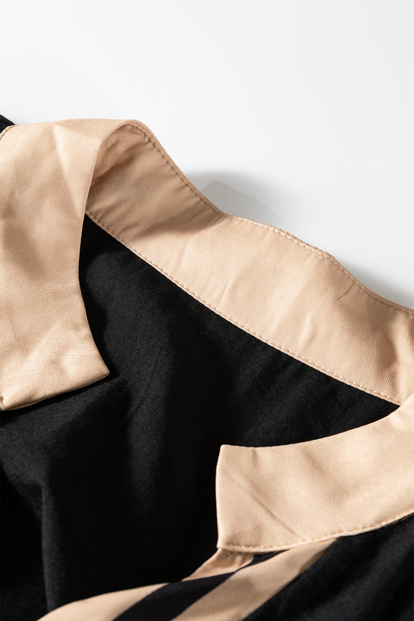 Black Plus Size Color Block Striped Trim V Neck Long Sleeve Shift Mini Dress-TOPS / DRESSES-[Adult]-[Female]-2022 Online Blue Zone Planet