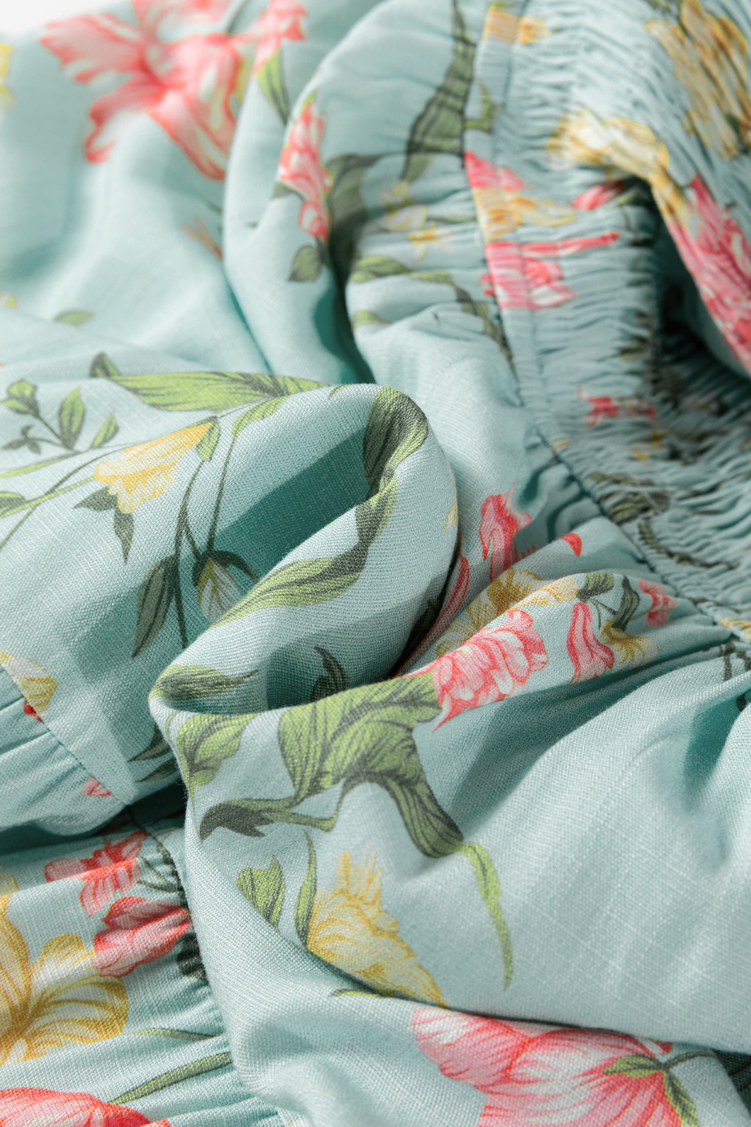 Yellow Smocked Bodice Ruffled Sleeveless Tiered Floral Maxi Dress-TOPS / DRESSES-[Adult]-[Female]-2022 Online Blue Zone Planet