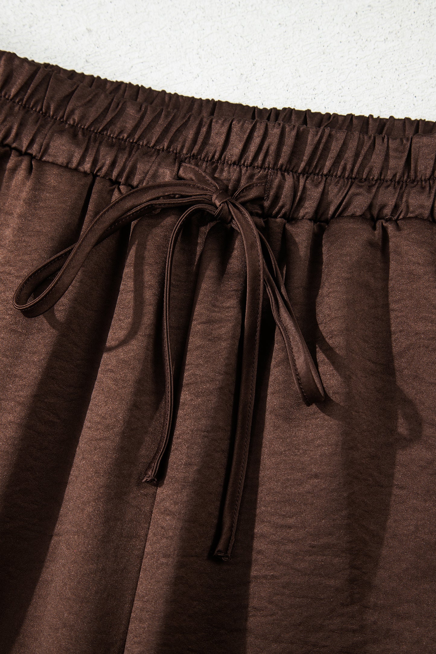 Dark Brown Braided V Neck Long Sleeve Loose Top and Drawstring High Waist Pants 2pcs Outfit-Two Piece Sets/Pant Sets-[Adult]-[Female]-2022 Online Blue Zone Planet